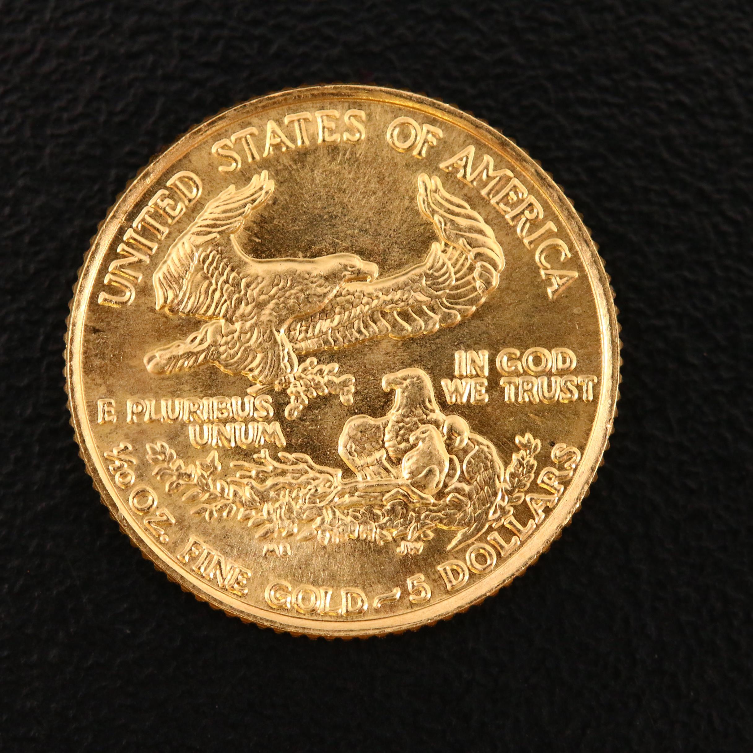 Seven 1986 1/10 .ozt $5 Gold Eagle Coins