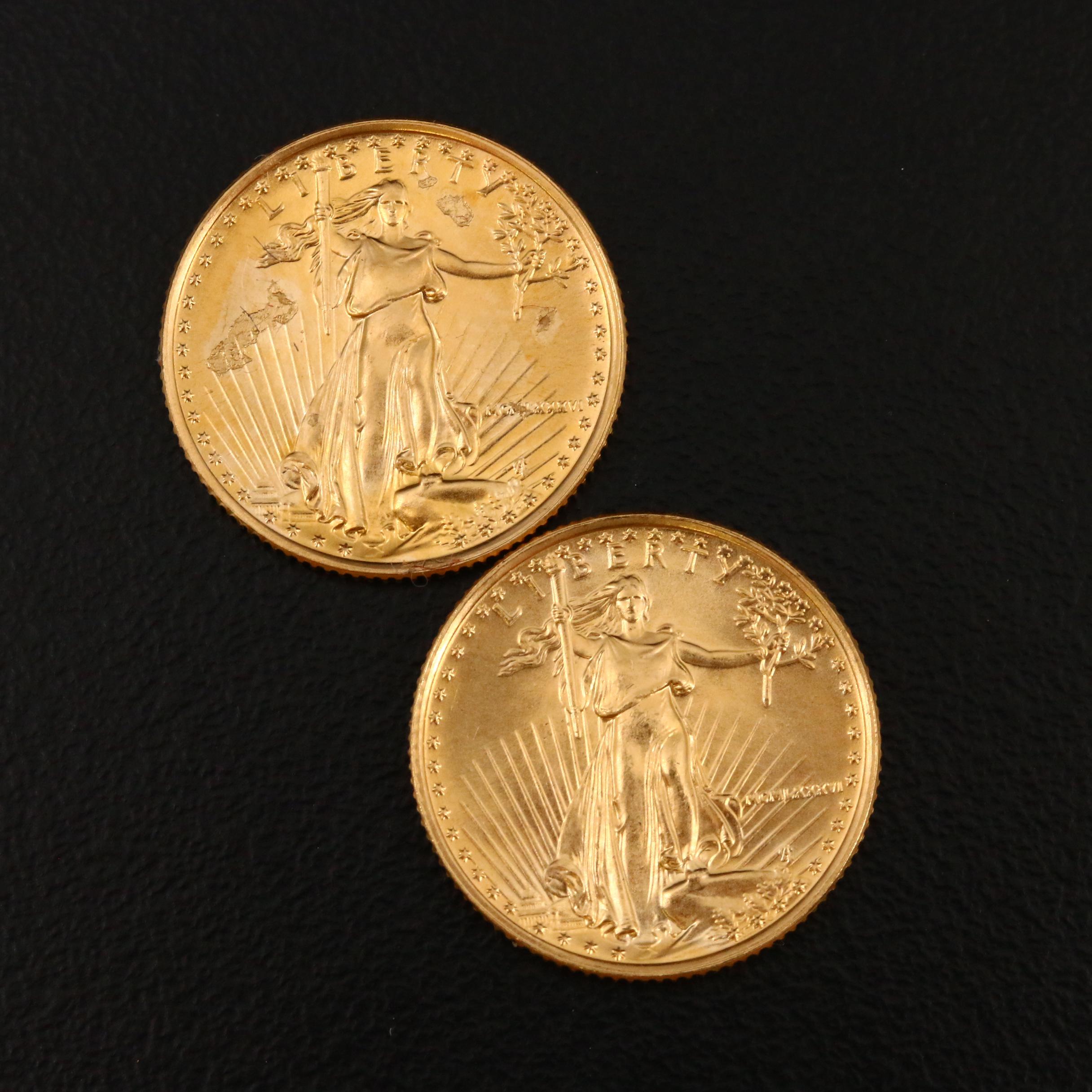 Seven 1986 1/10 .ozt $5 Gold Eagle Coins