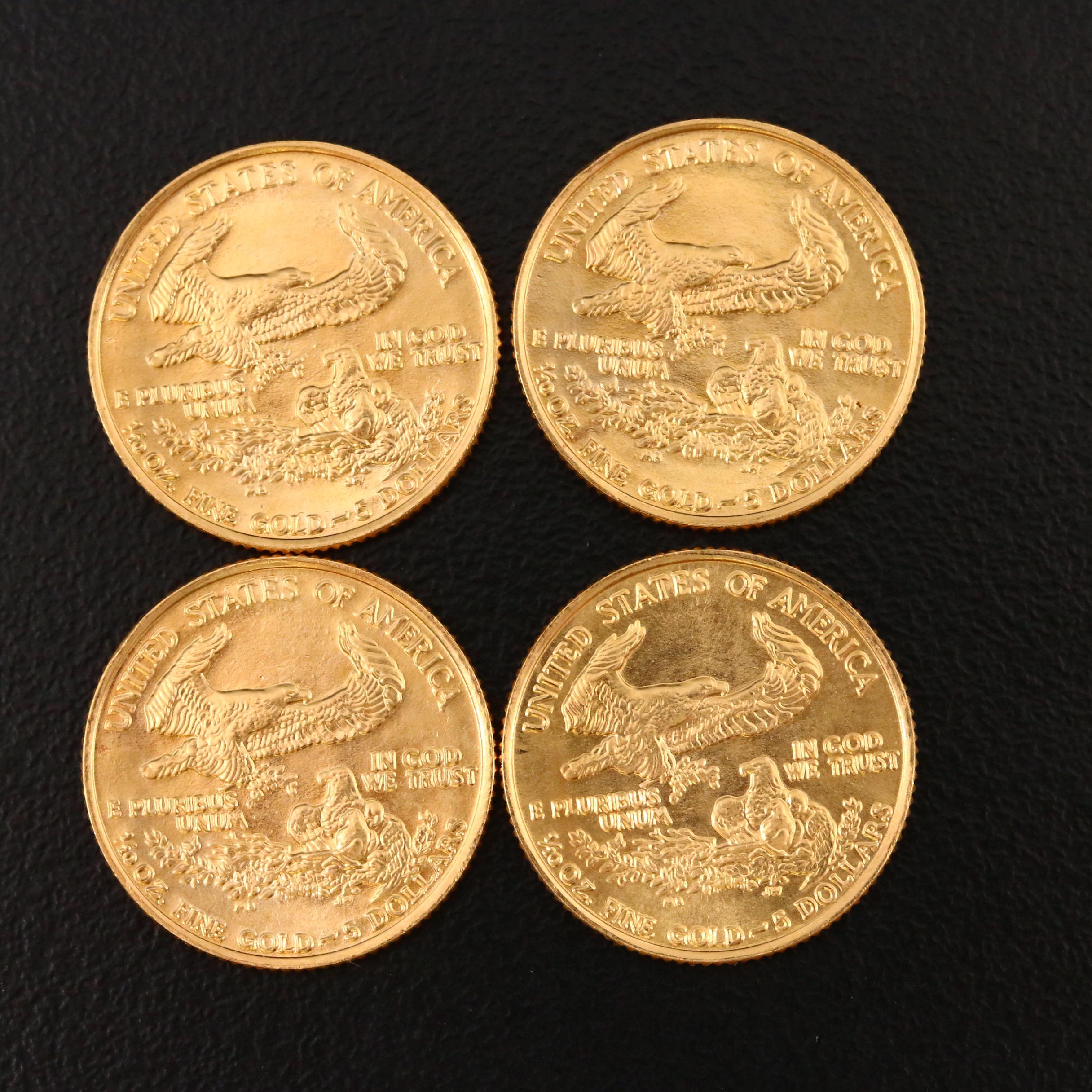 Seven 1986 1/10 .ozt $5 Gold Eagle Coins