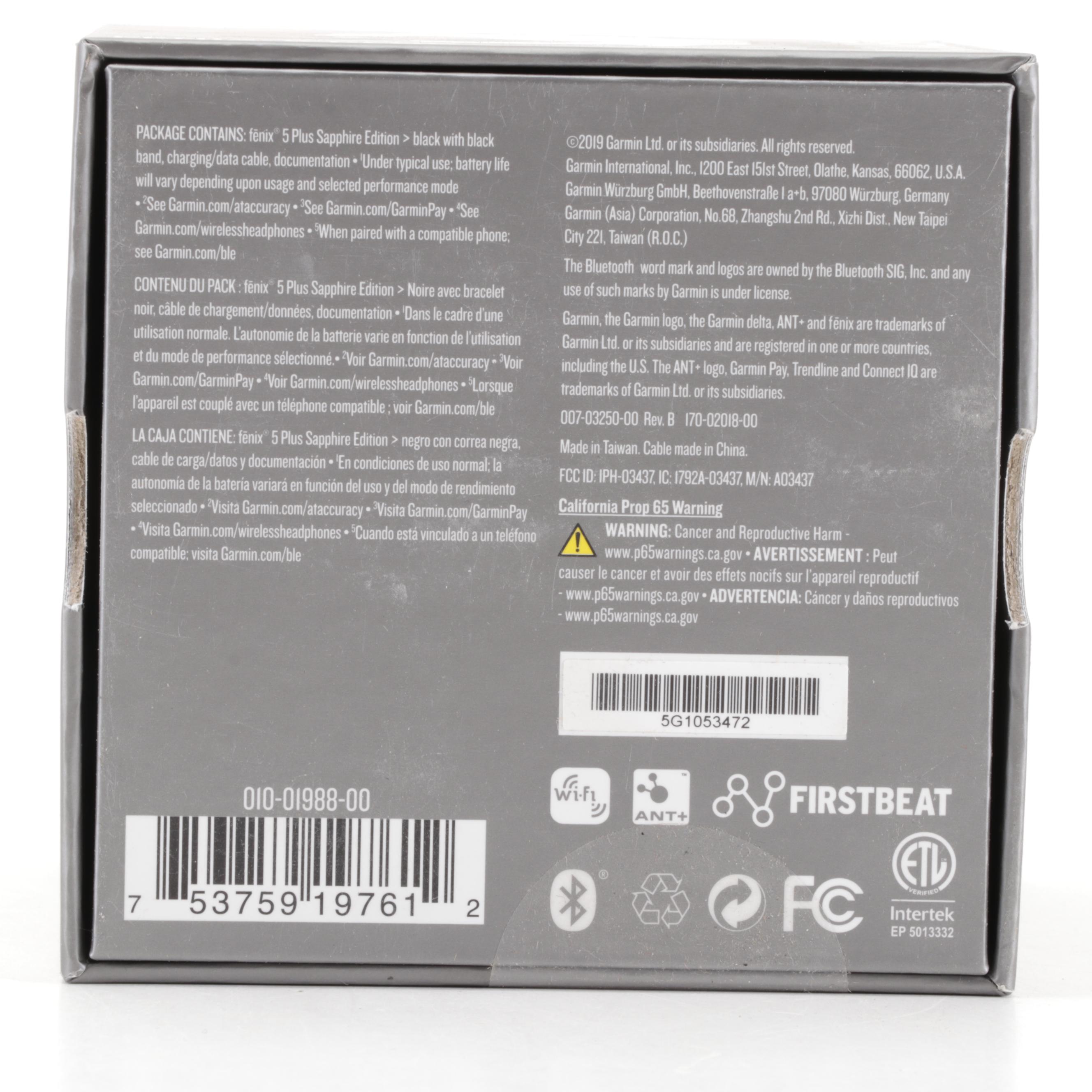 Garmin Fēnix 5 Plus Sapphire Edition Premium Multisport GPS Watch in Black