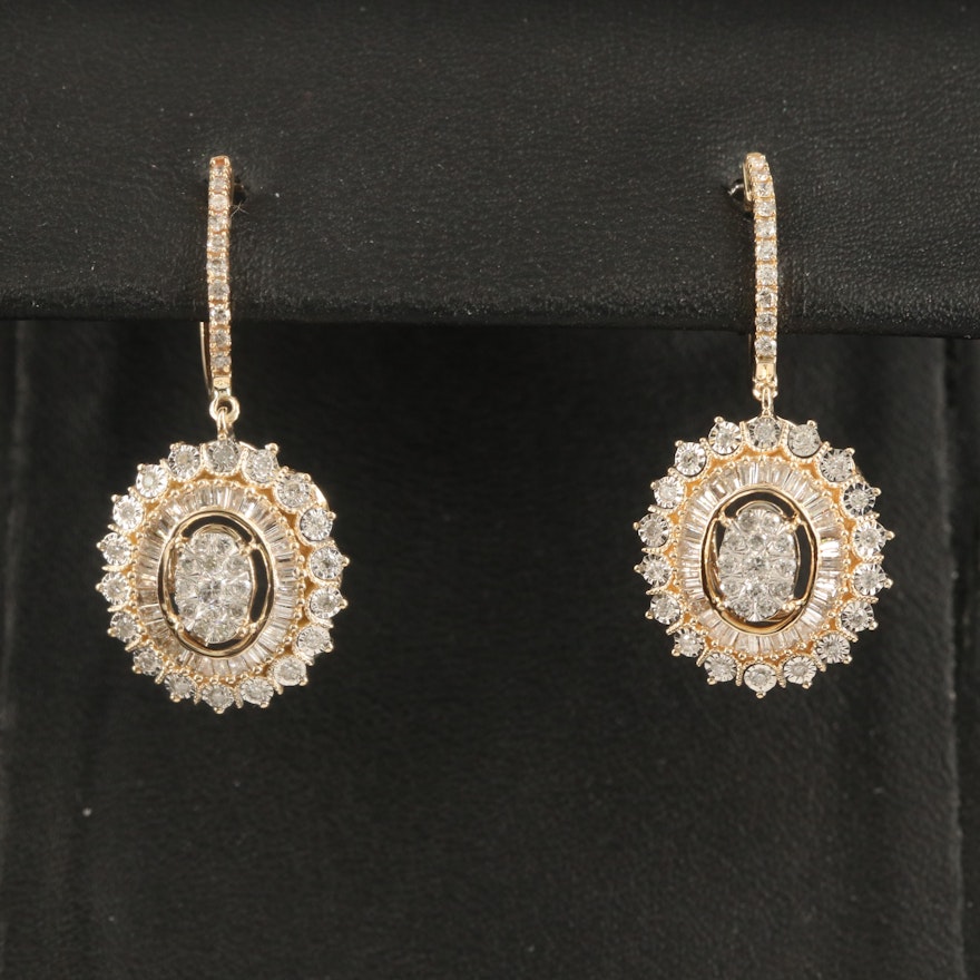 14K 1.01 CTW Diamond Drop Earrings