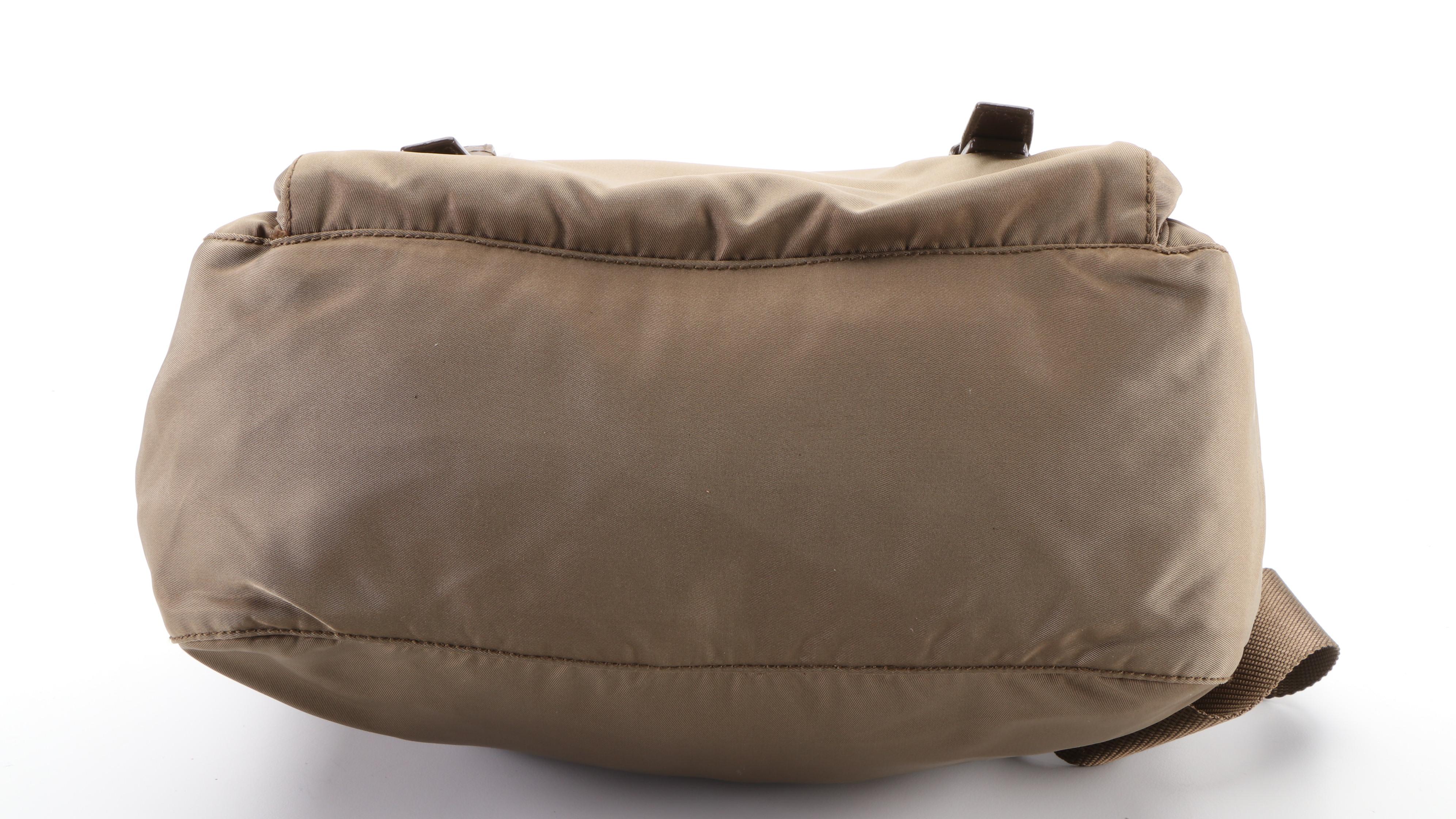 Prada Messenger Bag in Khaki Tessuto Nylon and Leather