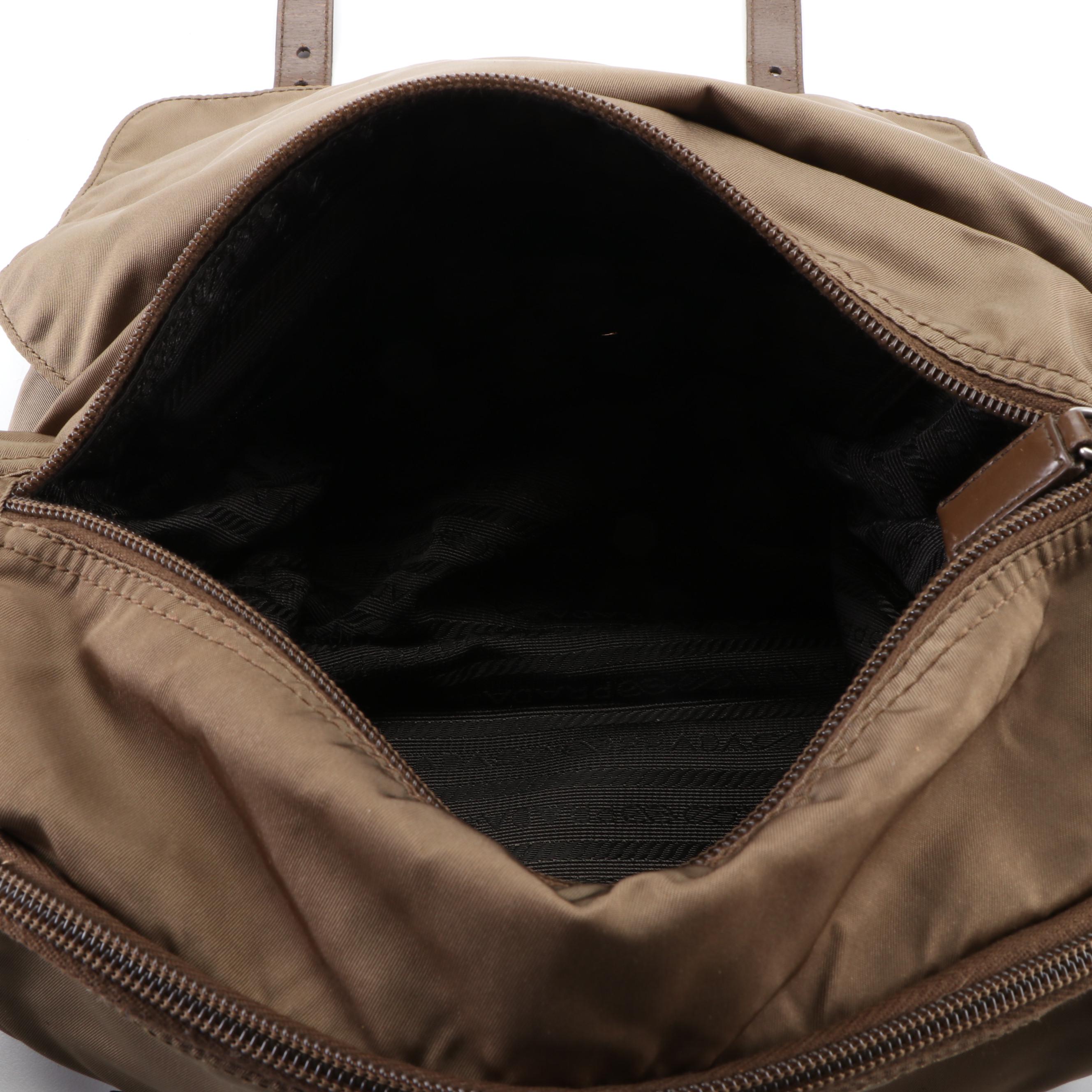 Prada Messenger Bag in Khaki Tessuto Nylon and Leather