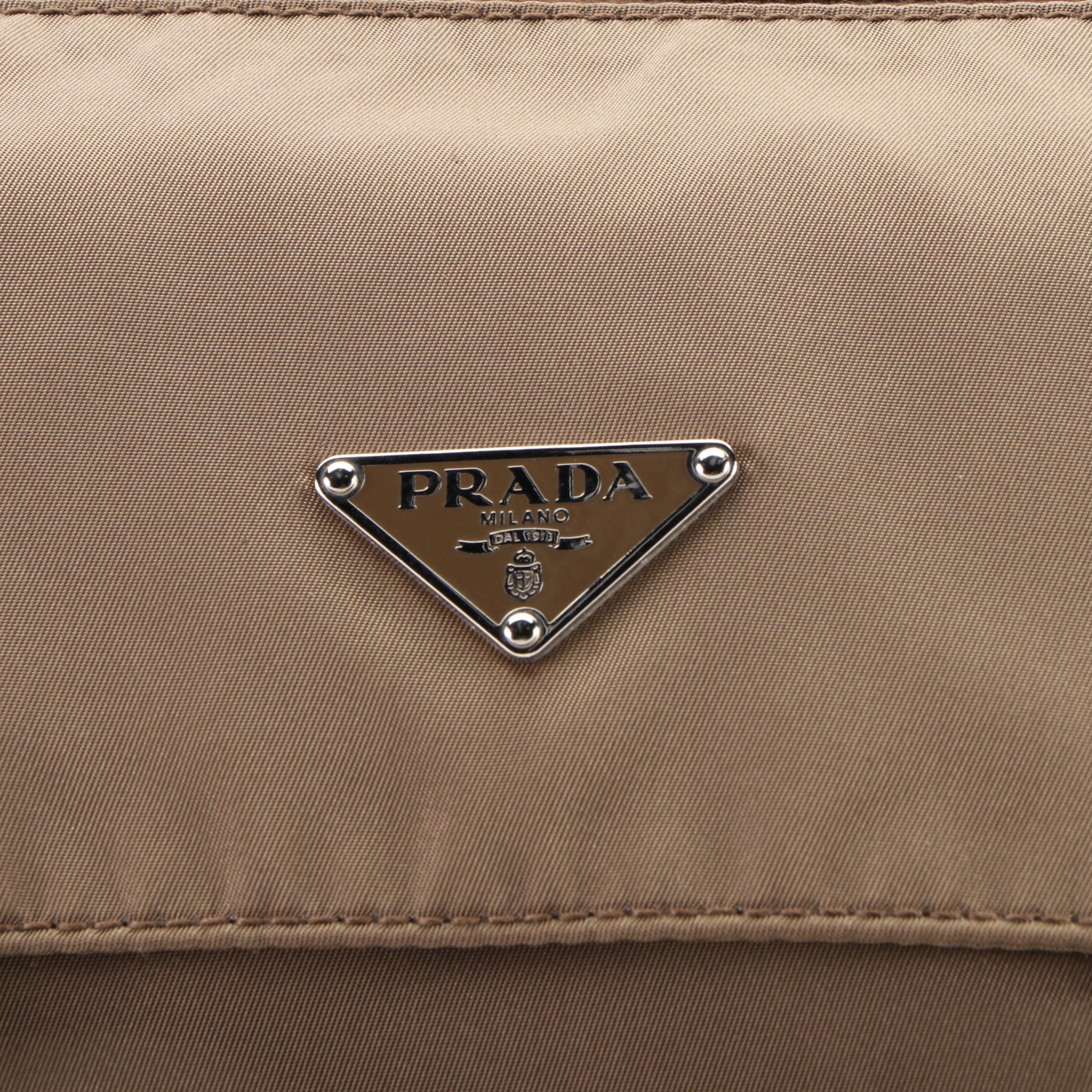 Prada Messenger Bag in Khaki Tessuto Nylon and Leather
