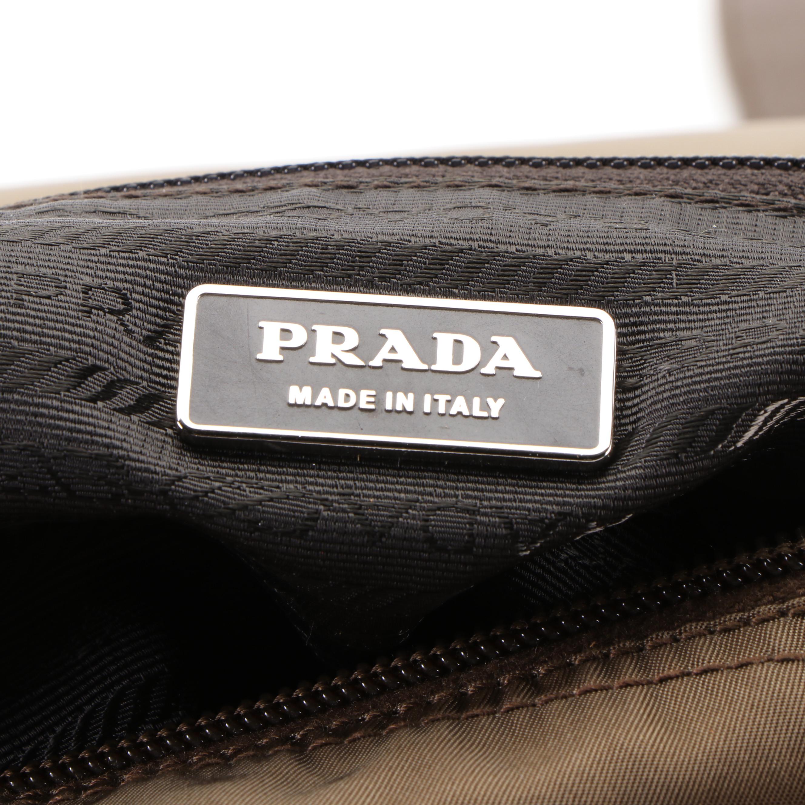 Prada Messenger Bag in Khaki Tessuto Nylon and Leather