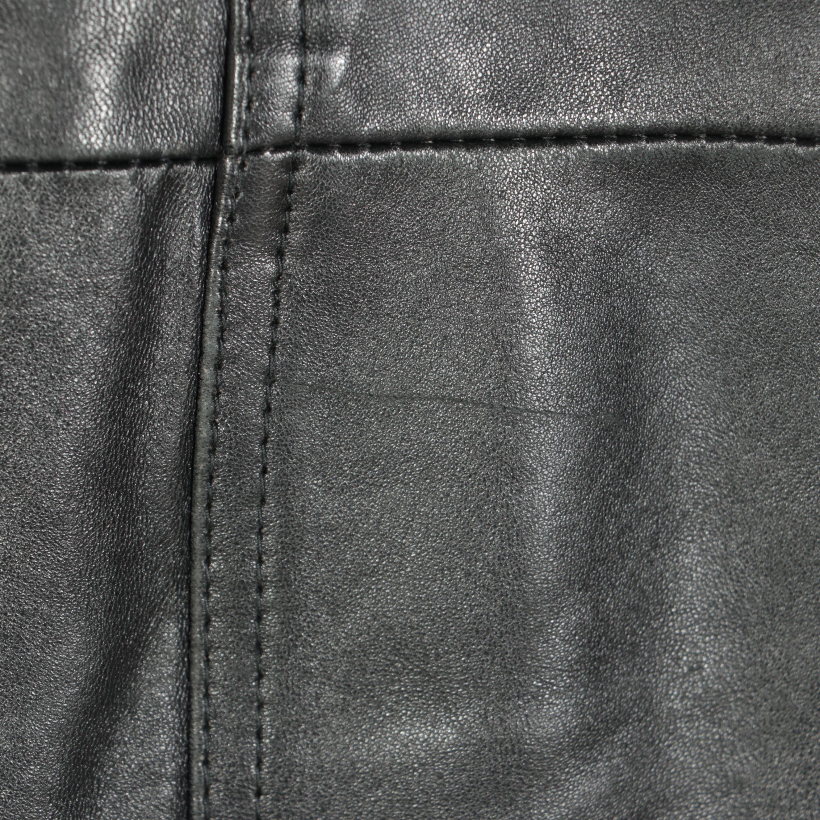 Men's Jindo Furs Sheared Muskrat Lined Black Leather Double-Breasted Trench Coat