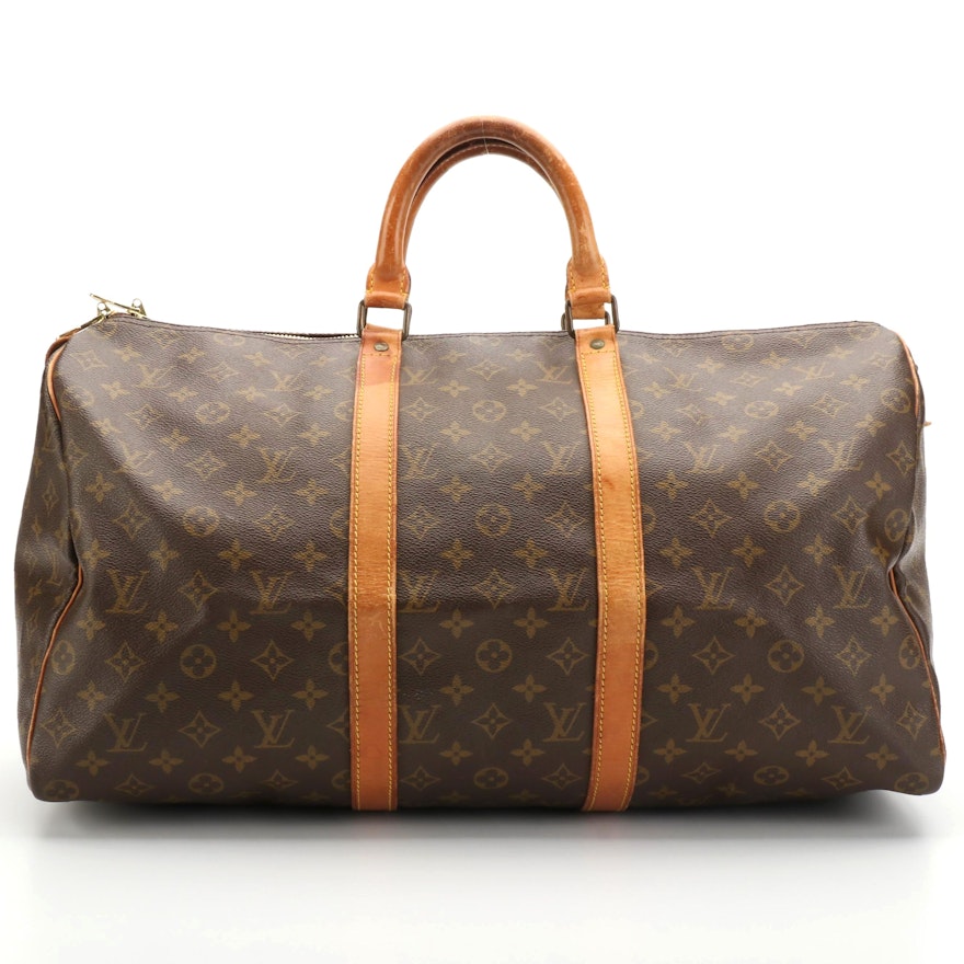 Louis Vuitton Keepall 50 in Monogram Canvas and Vachetta Leather