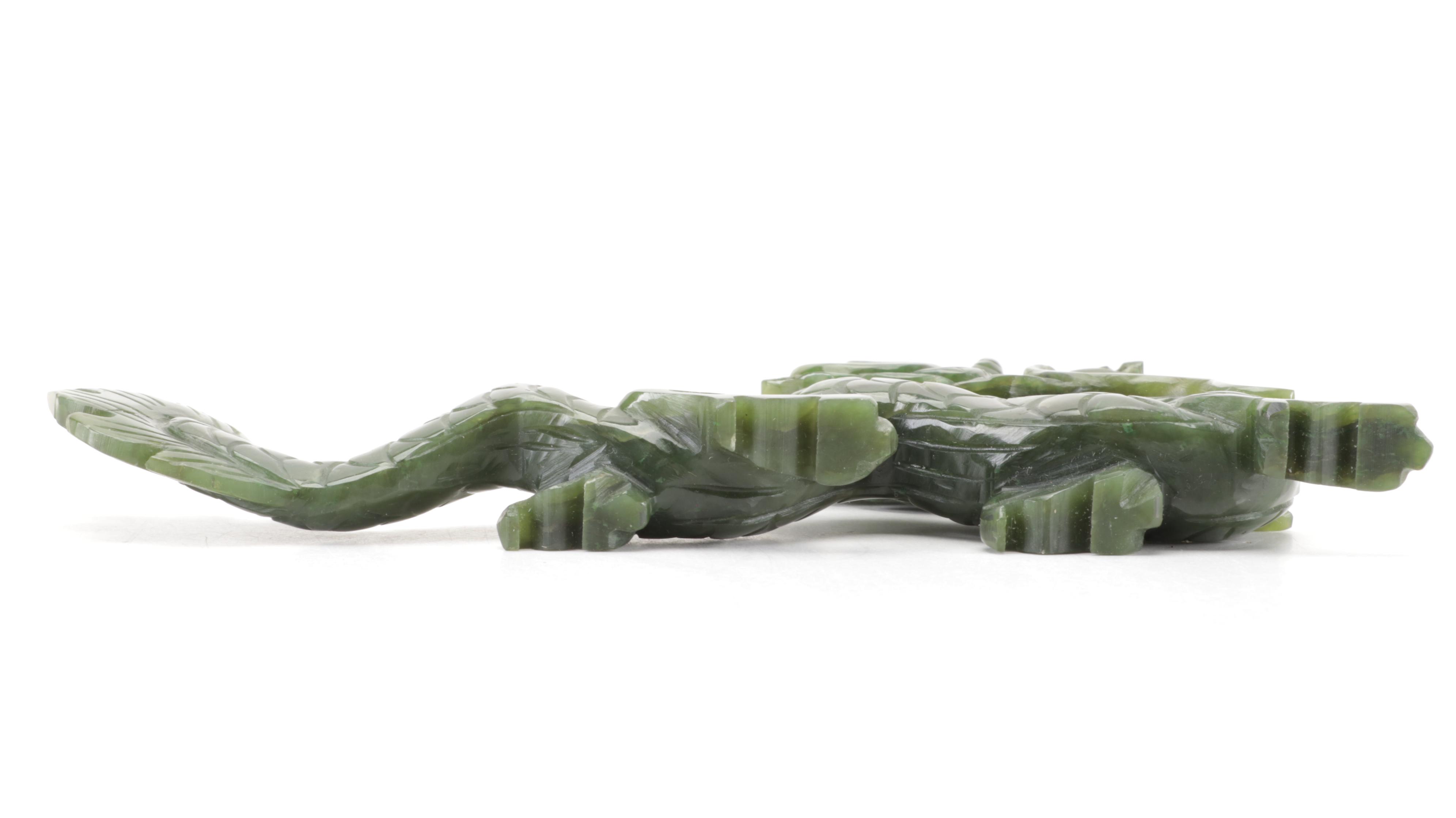 Chinese Carved Nephrite Figure of Dragon with Gift Box