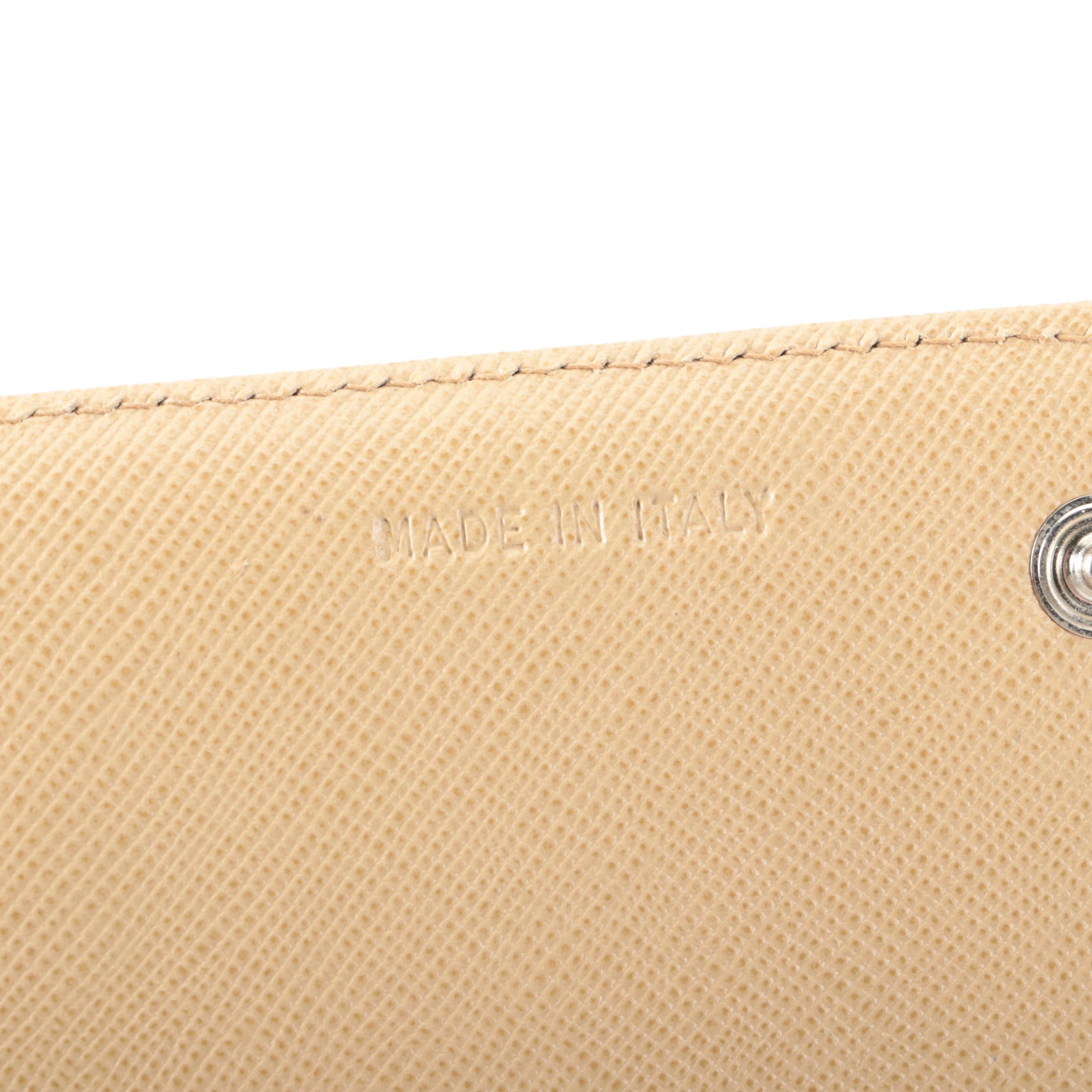 Prada Flap Front Wallet in Beige Nylon and Saffiano Leather