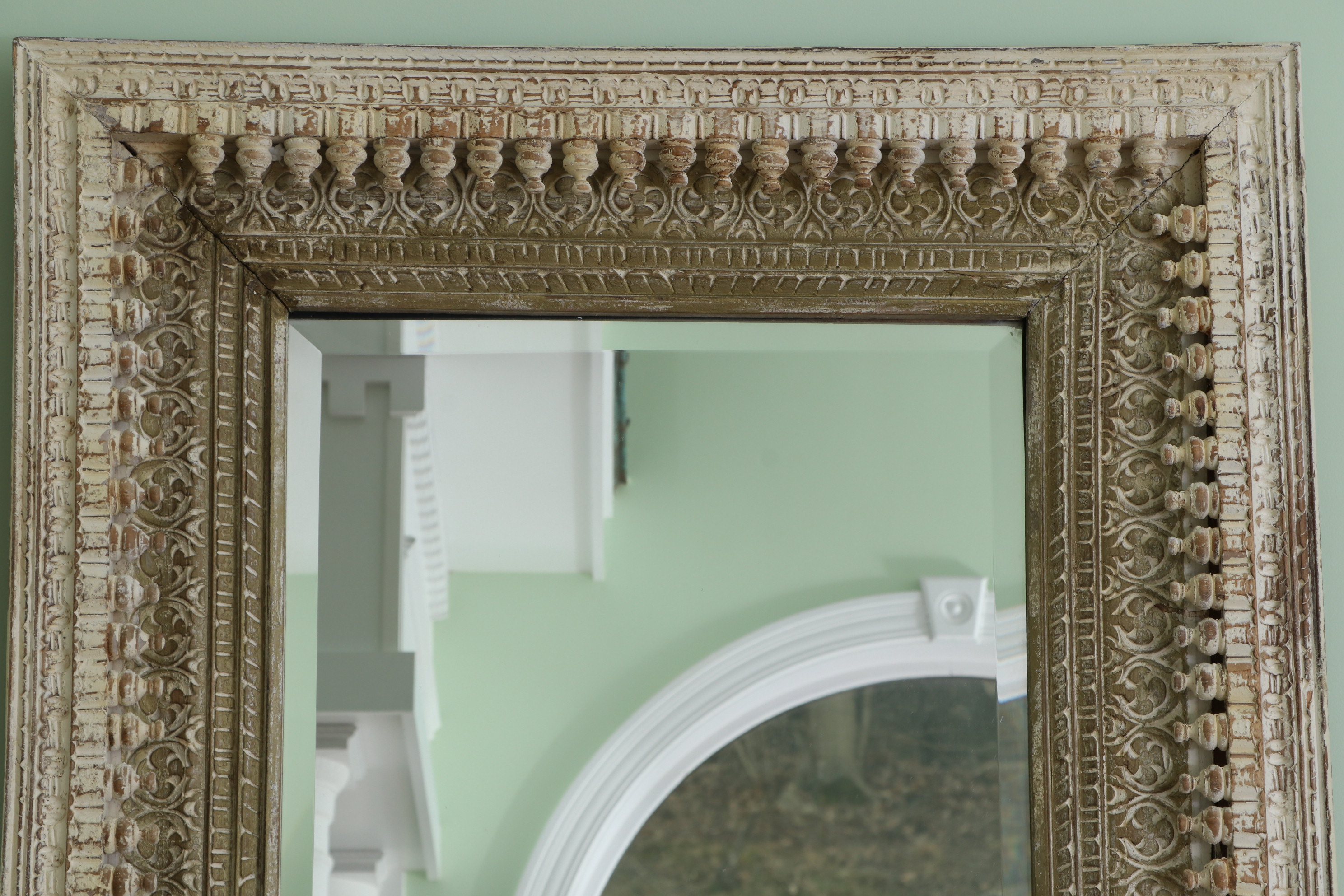 Arhaus Furniture Madhava Beveled Glass Wall Mirror with Distressed Finish