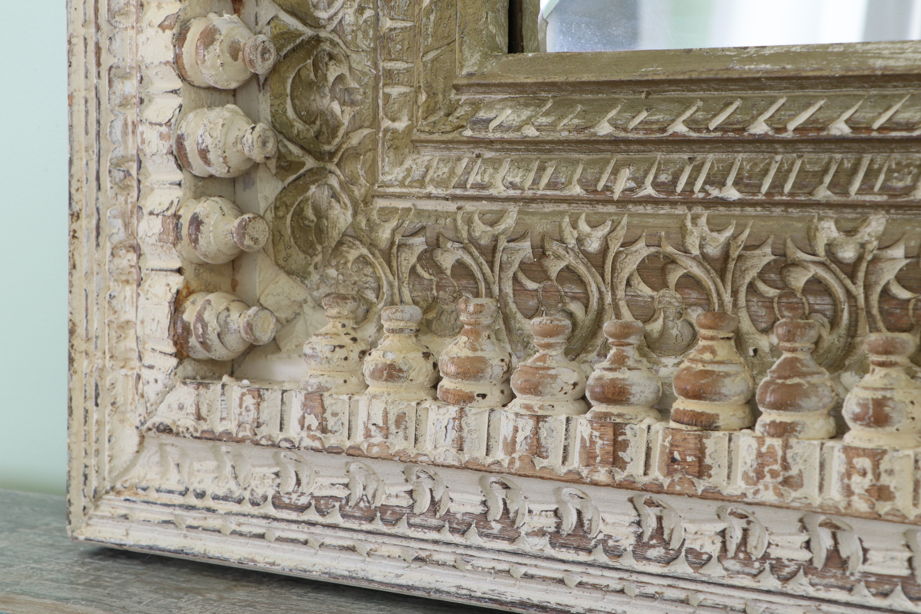 Arhaus Furniture Madhava Beveled Glass Wall Mirror with Distressed Finish