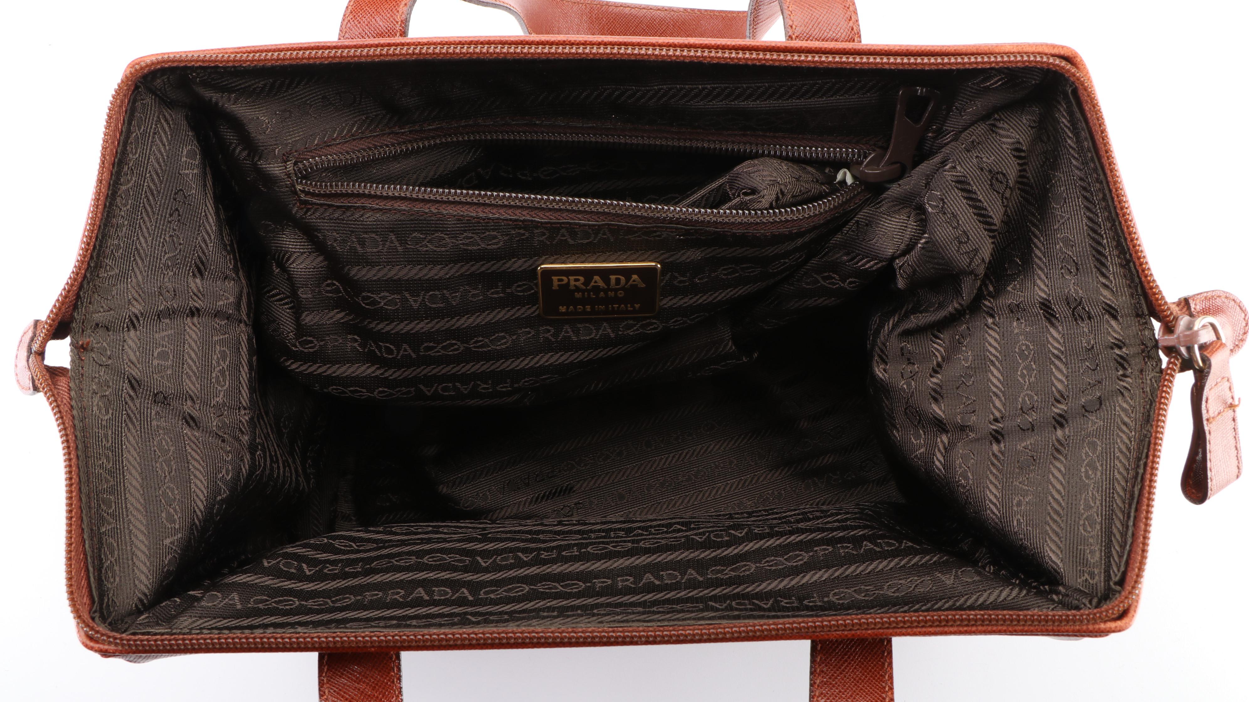 Prada Handbag in Brown Saffiano Leather