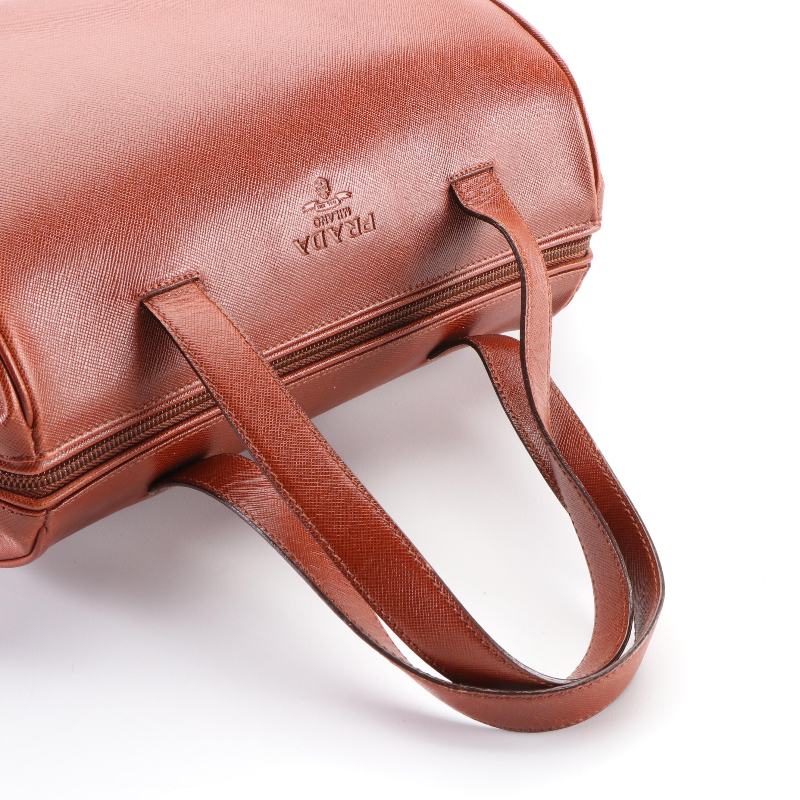 Prada Handbag in Brown Saffiano Leather