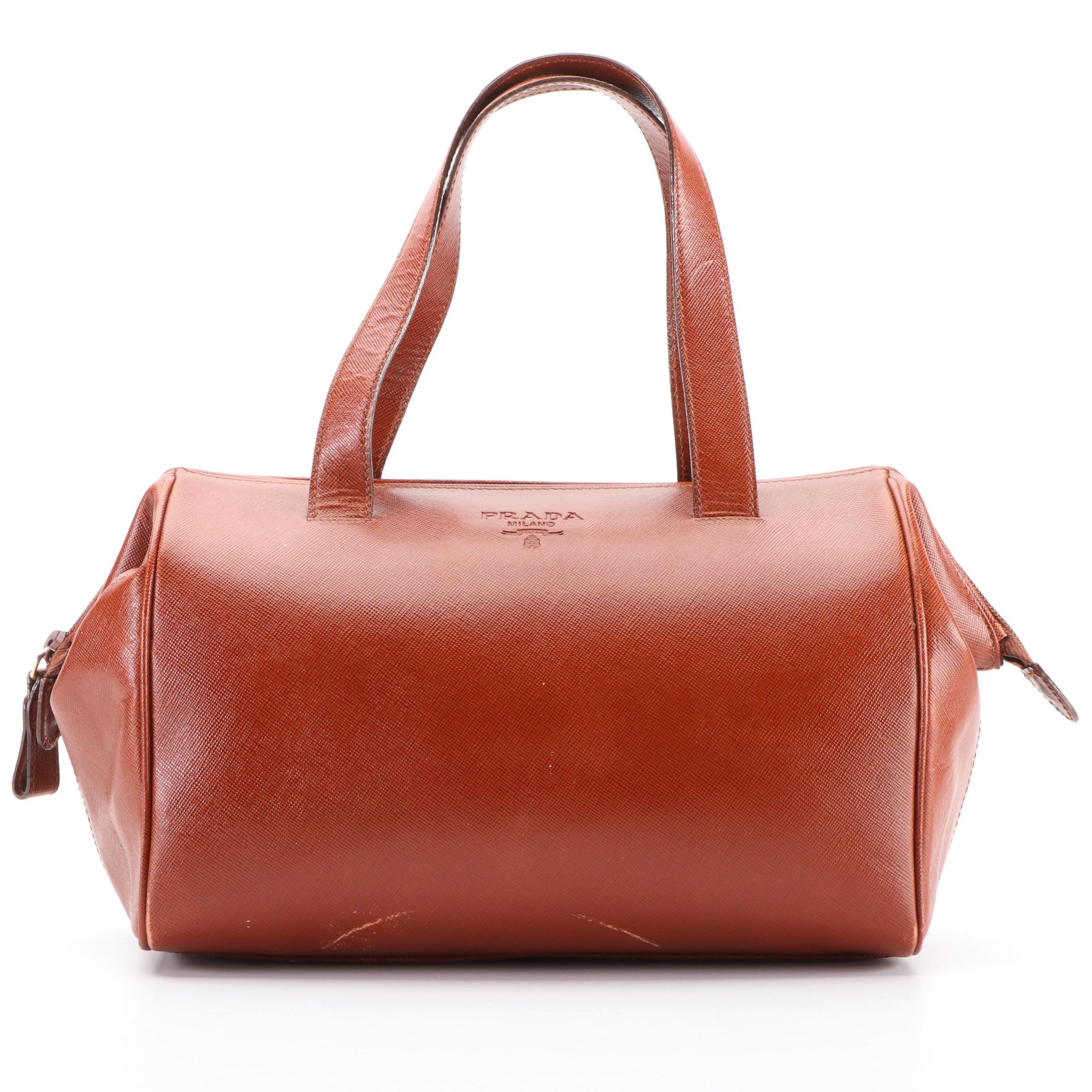 Prada Handbag in Brown Saffiano Leather