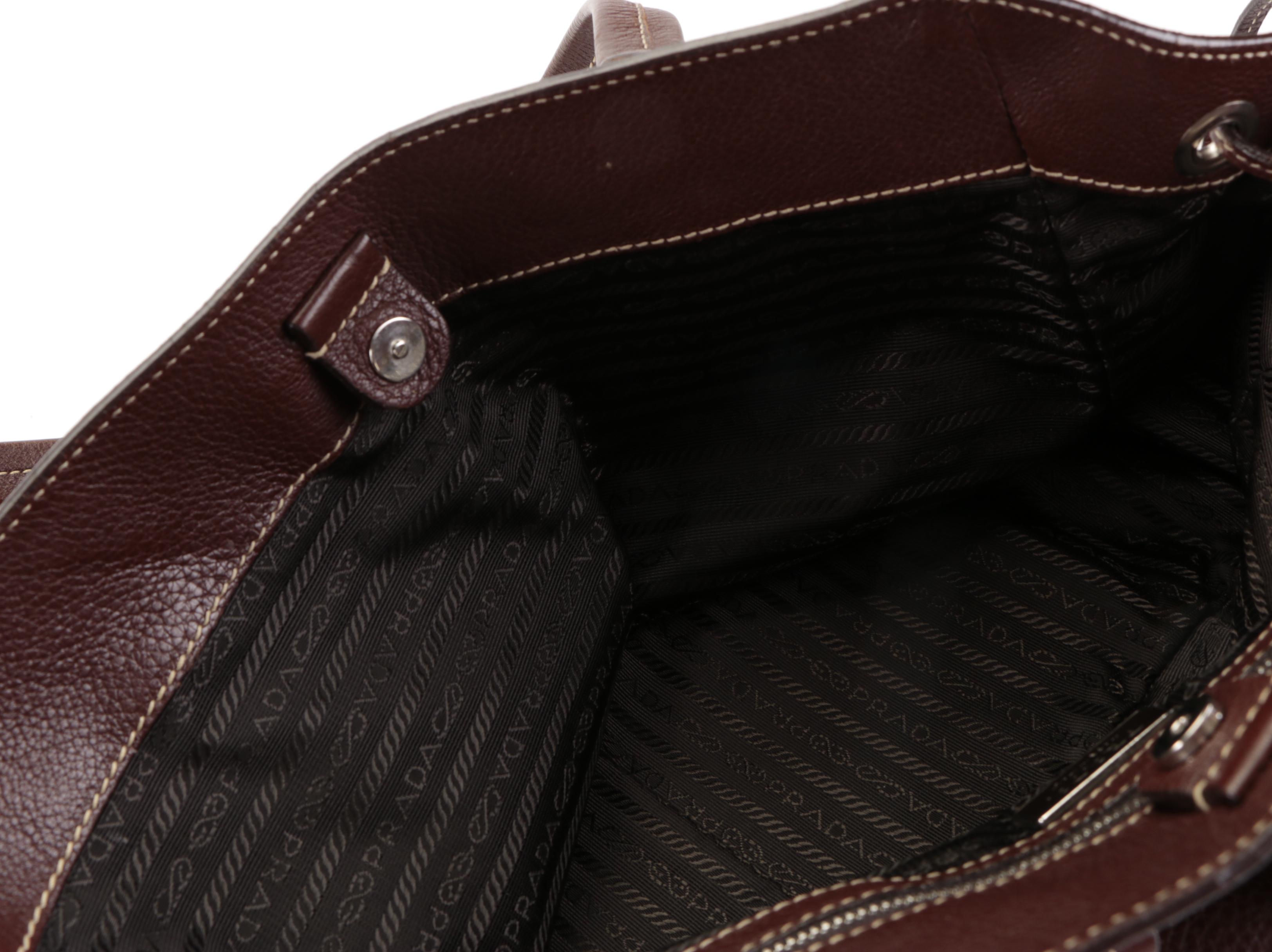 Prada Four-Pocket Buckle Shoulder Tote in Dark Brown Deerskin Leather