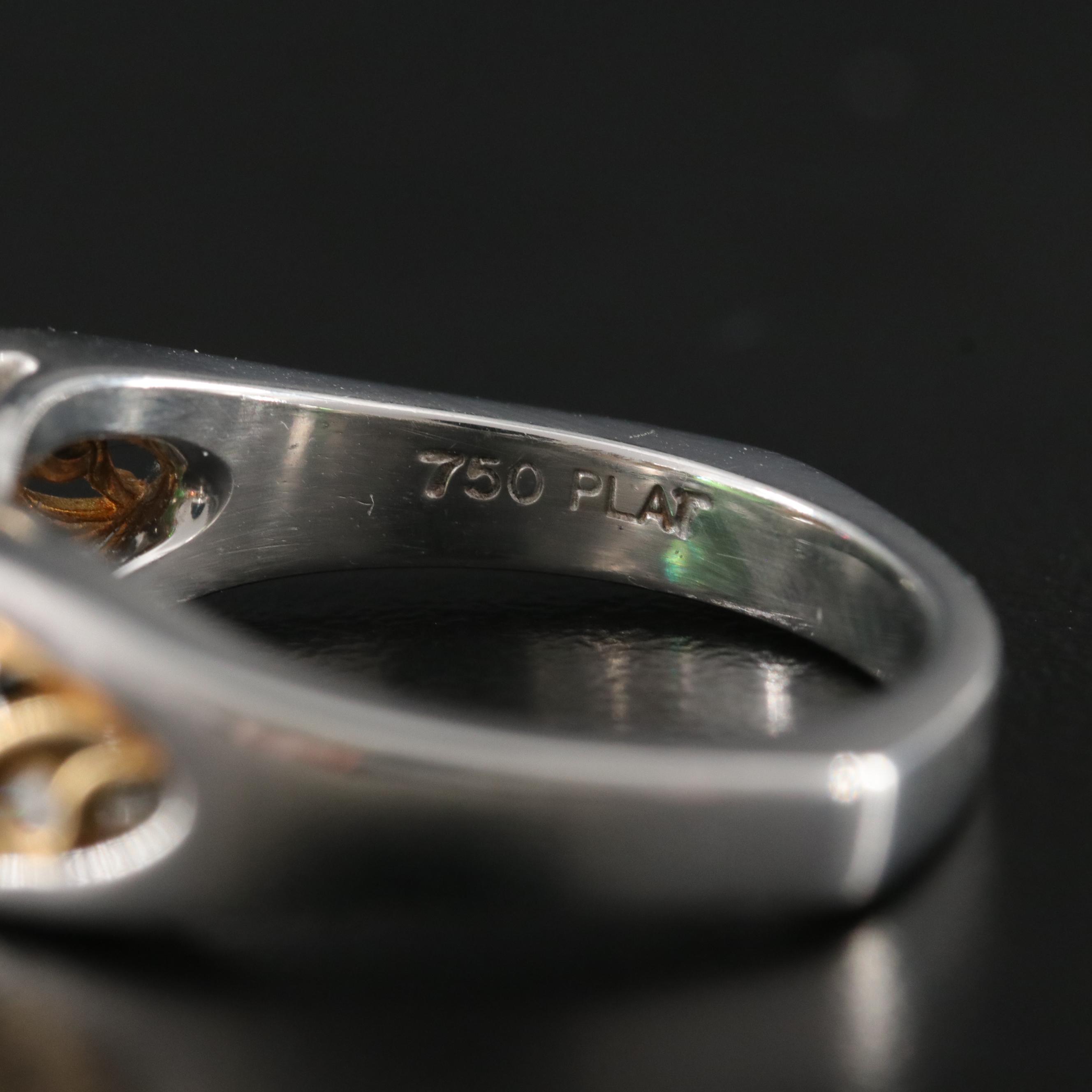 Richard Krementz 1866 Platinum Tsavorite, Diamond and Garnet Ring; 18K Accents