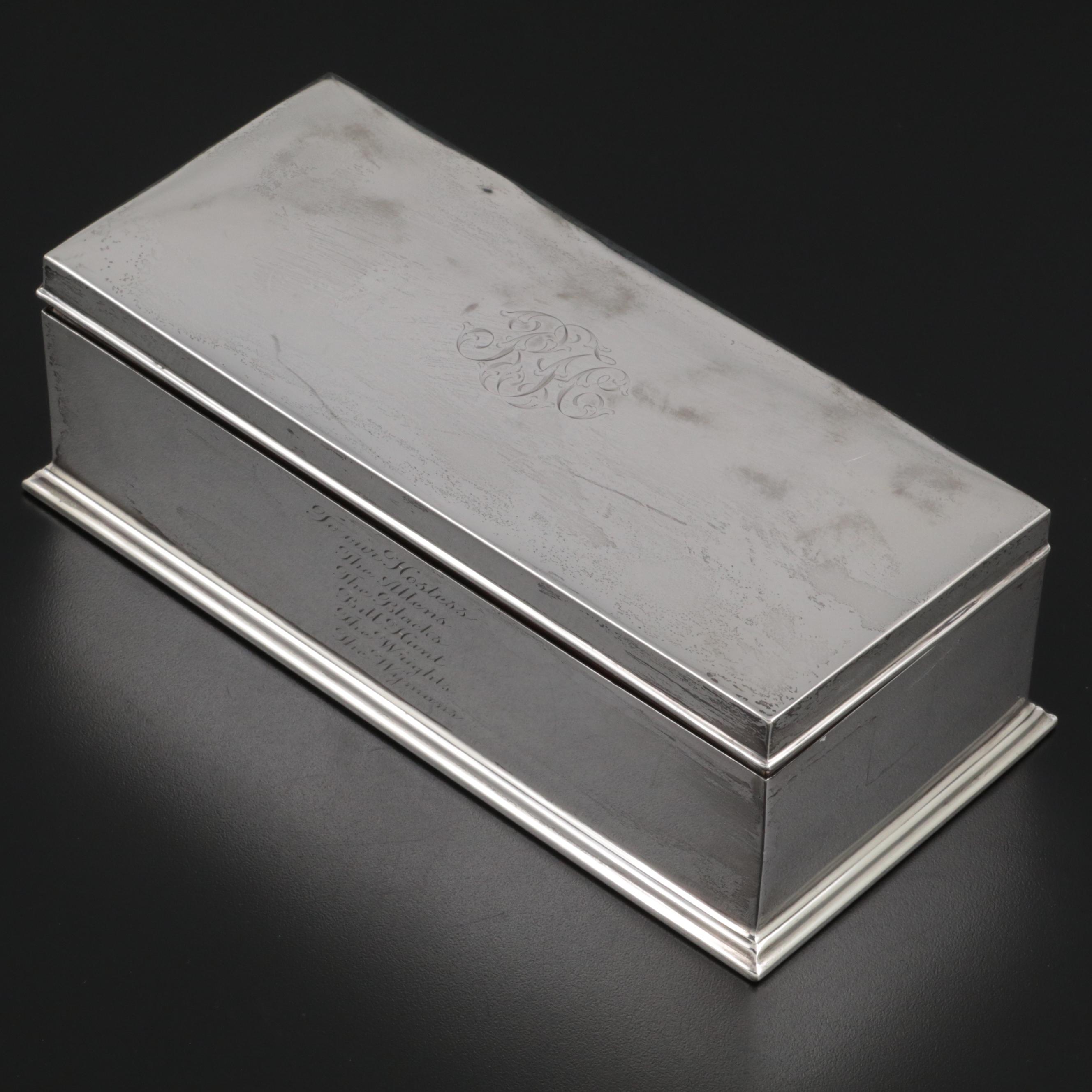 William B. Kerr & Co. Sterling Silver Cigarette Box, Late 19th to Early 20th C.