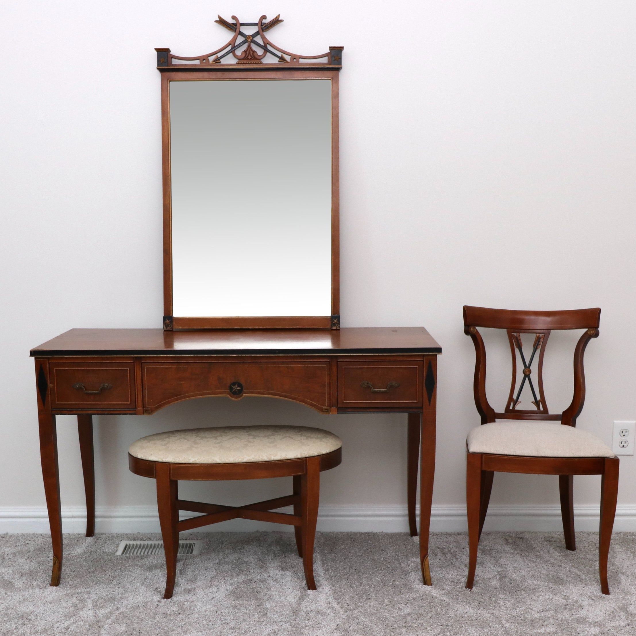 Rway Northern Furniture Inc. Federal Style Vanity, Mirror, Chair and Bench