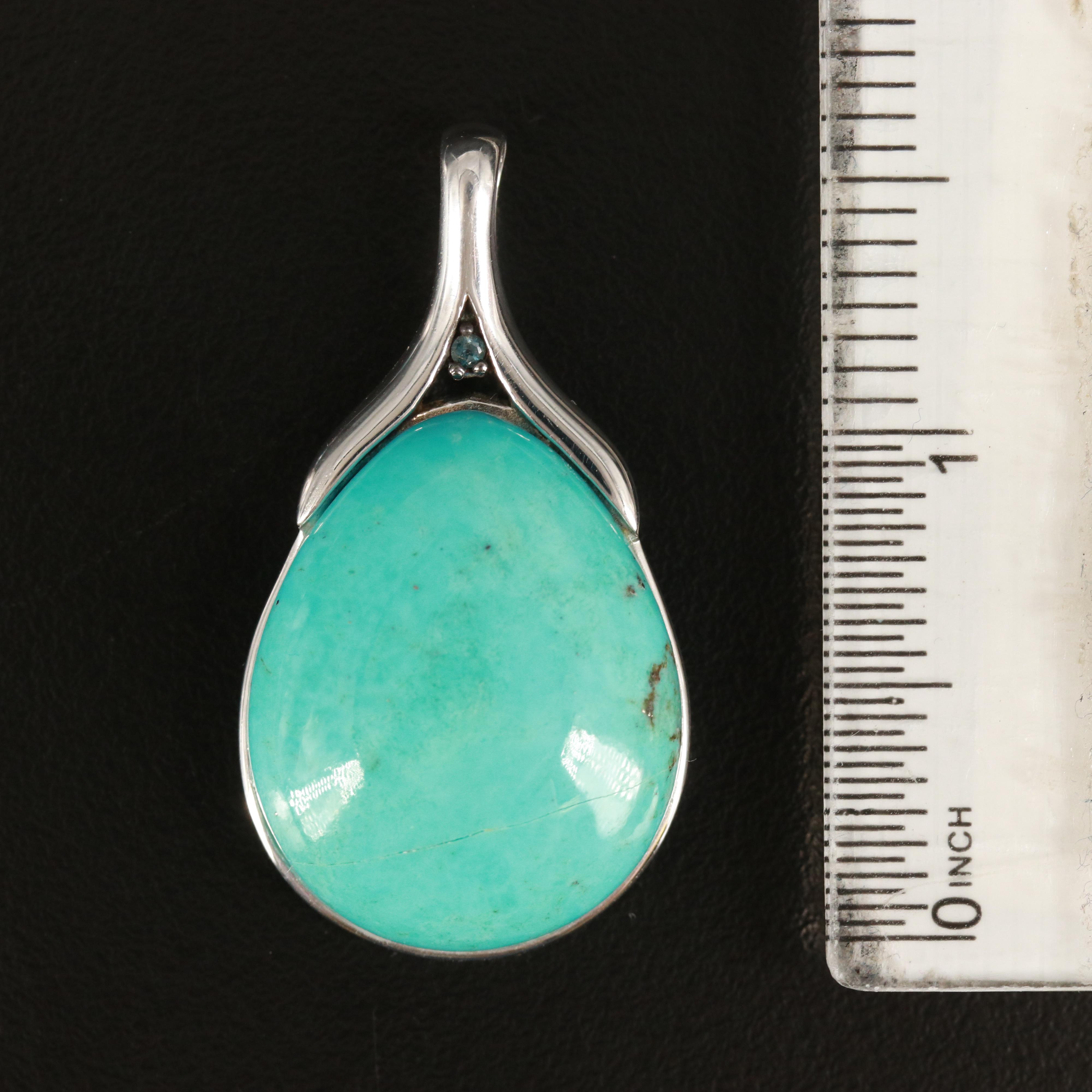 Sterling Teardrop Pendants and Necklace Featuring Turquoise
