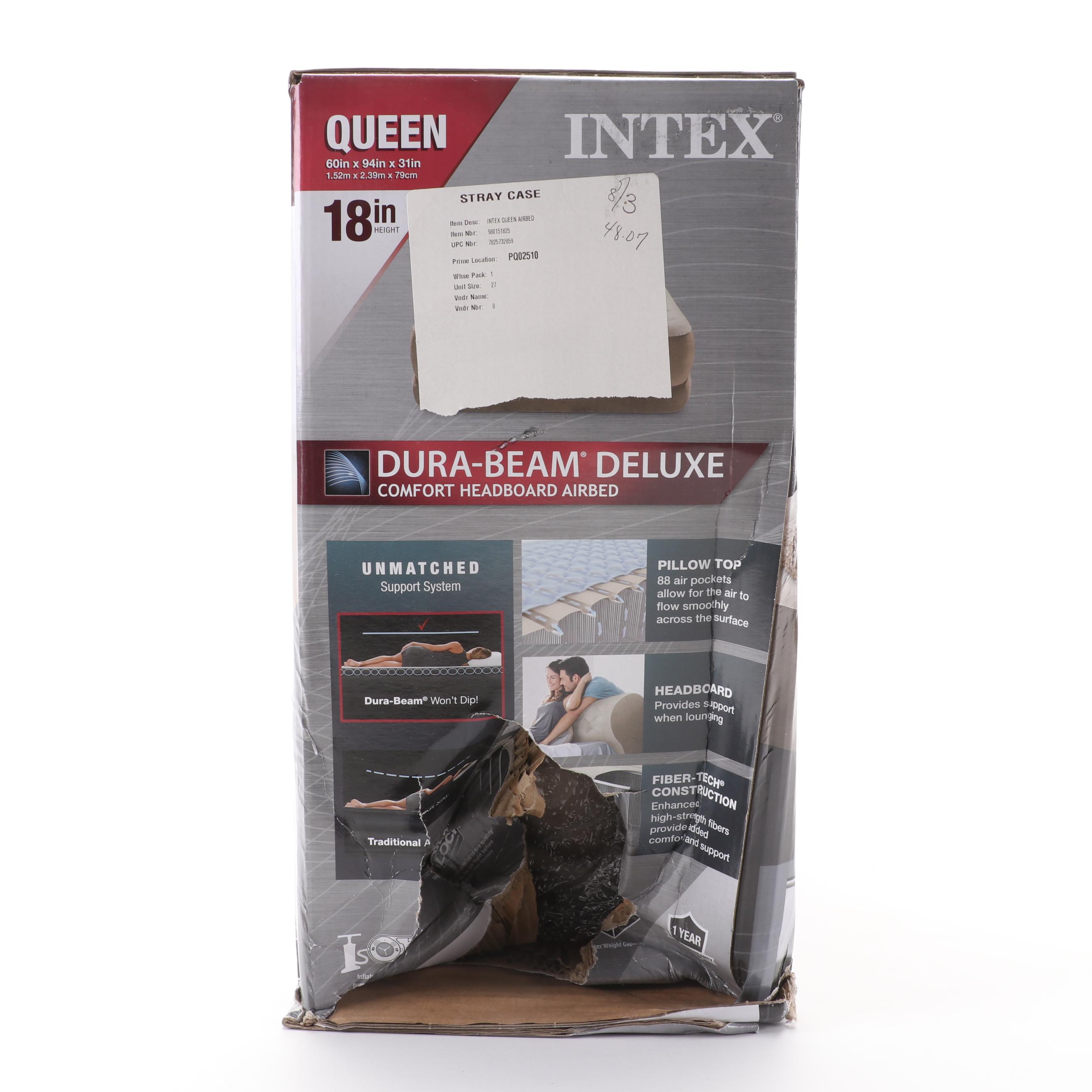 Intex Dura-Beam Deluxe Queen Air Mattress with Comfort Headboard