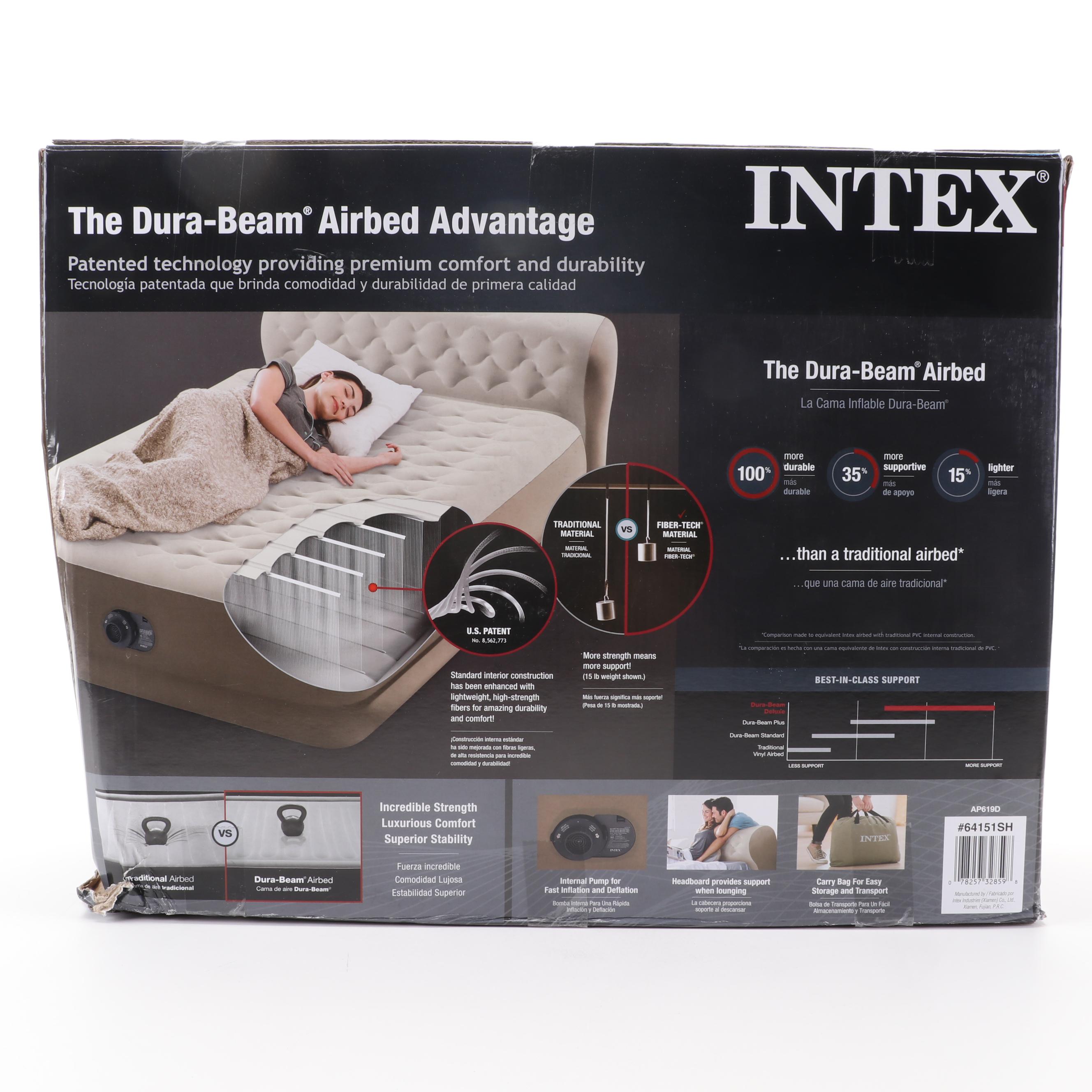 Intex Dura-Beam Deluxe Queen Air Mattress with Comfort Headboard