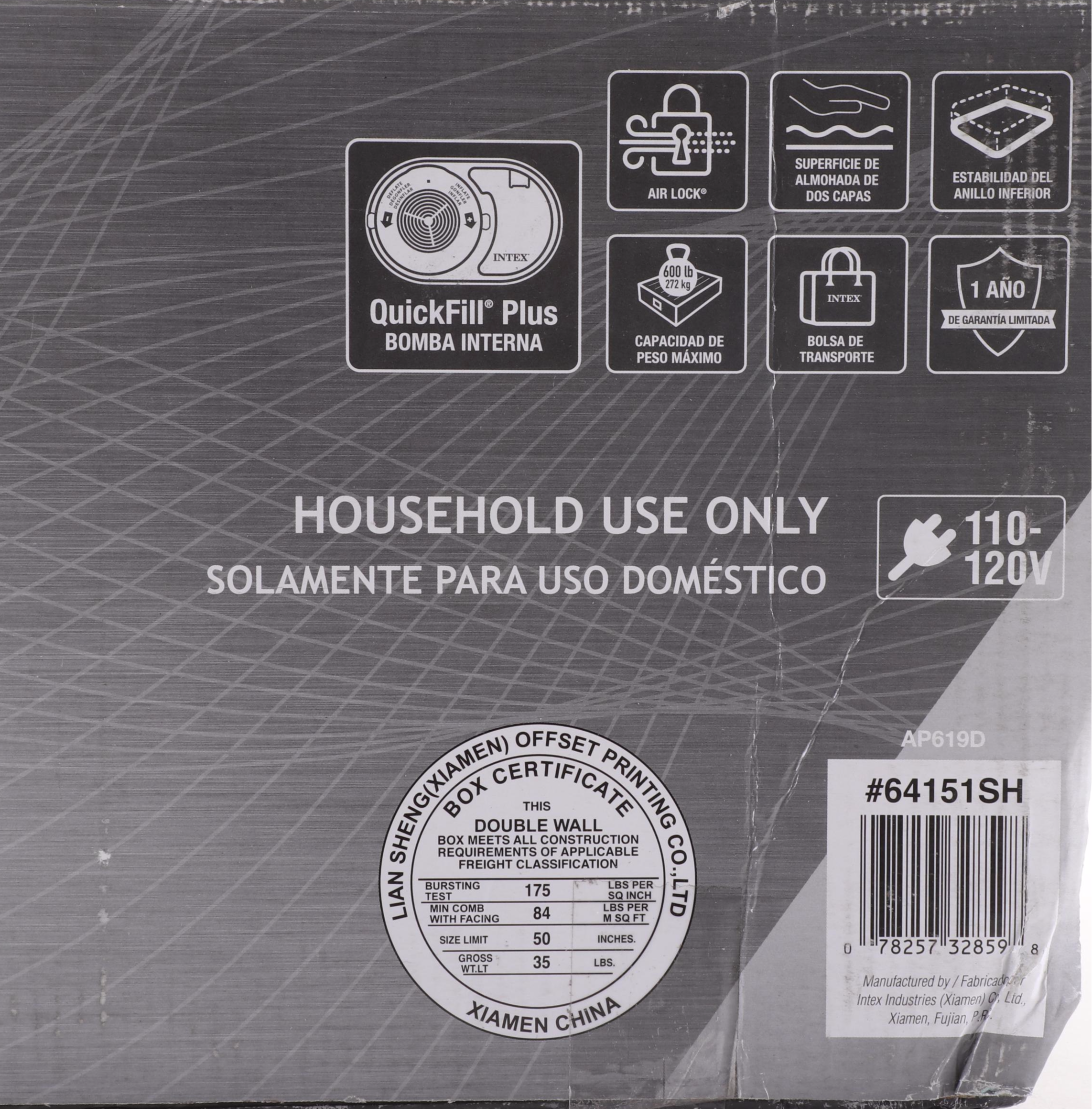 Intex Dura-Beam Deluxe Queen Air Mattress with Comfort Headboard