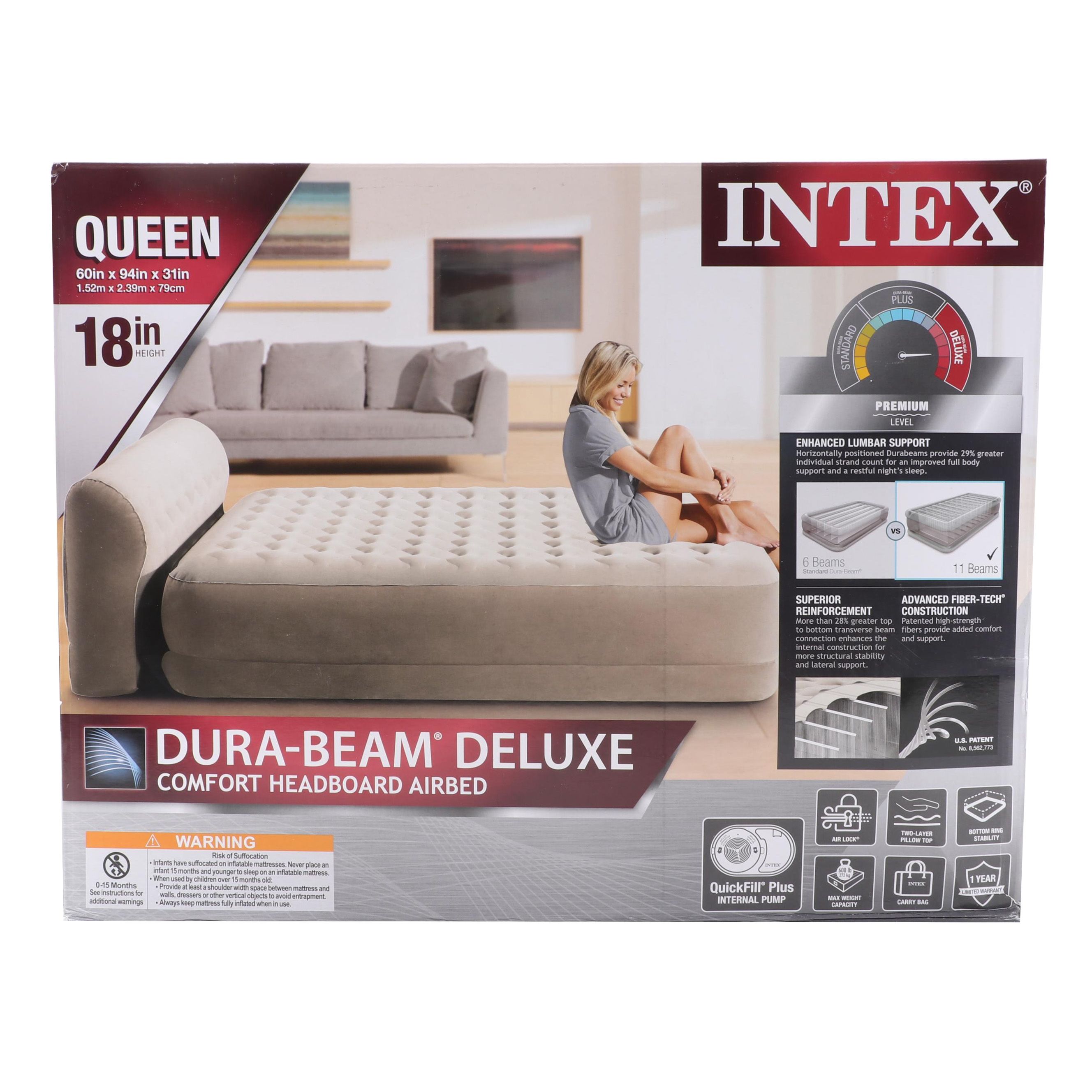 Intex Dura-Beam Deluxe Queen Air Mattress with Comfort Headboard