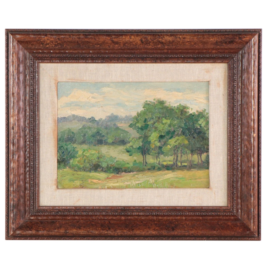 American Impressionist Landscape Oil Painting, Circa 1930