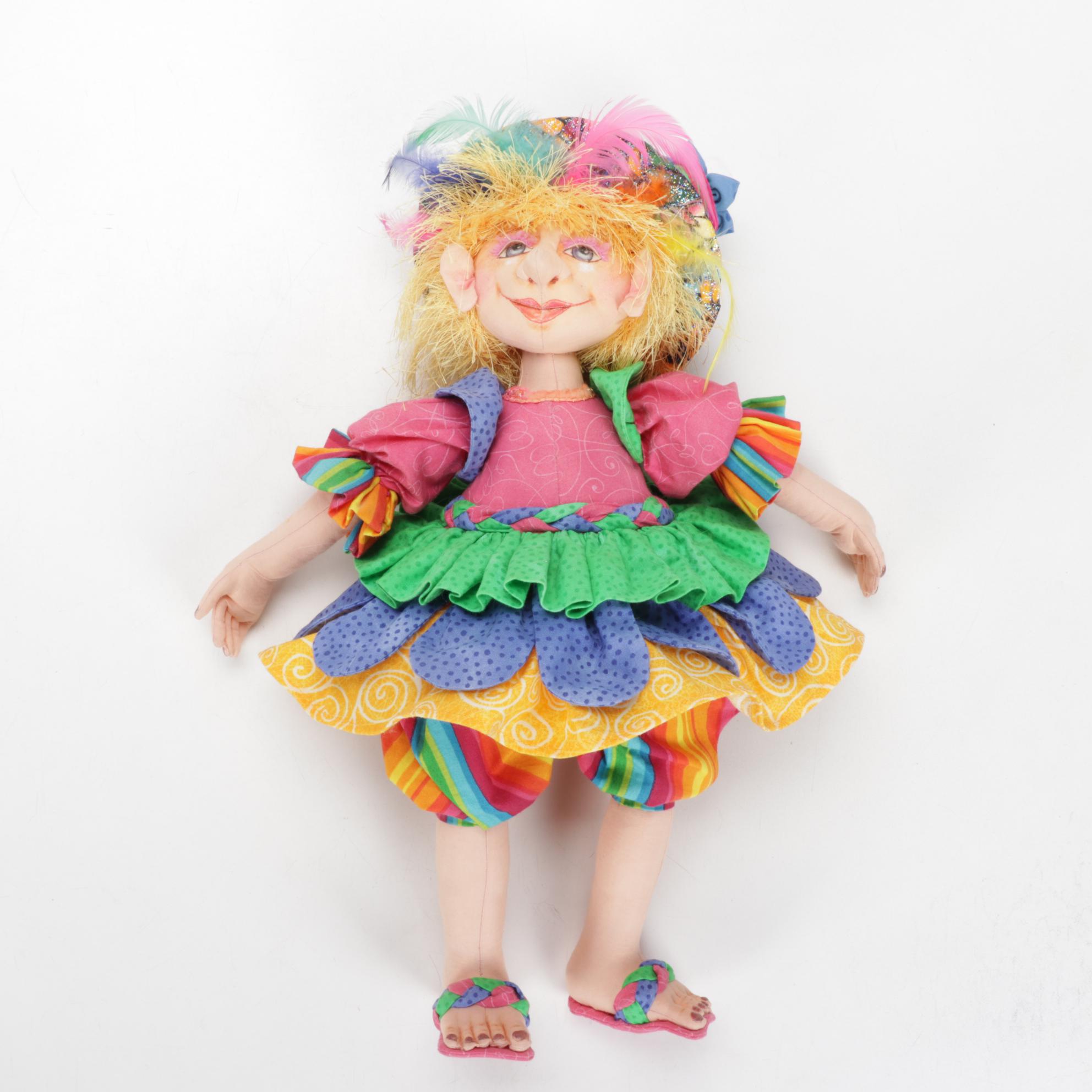 Jody Miller Rainbow Doll with Other Cloth Art Dolls and Book