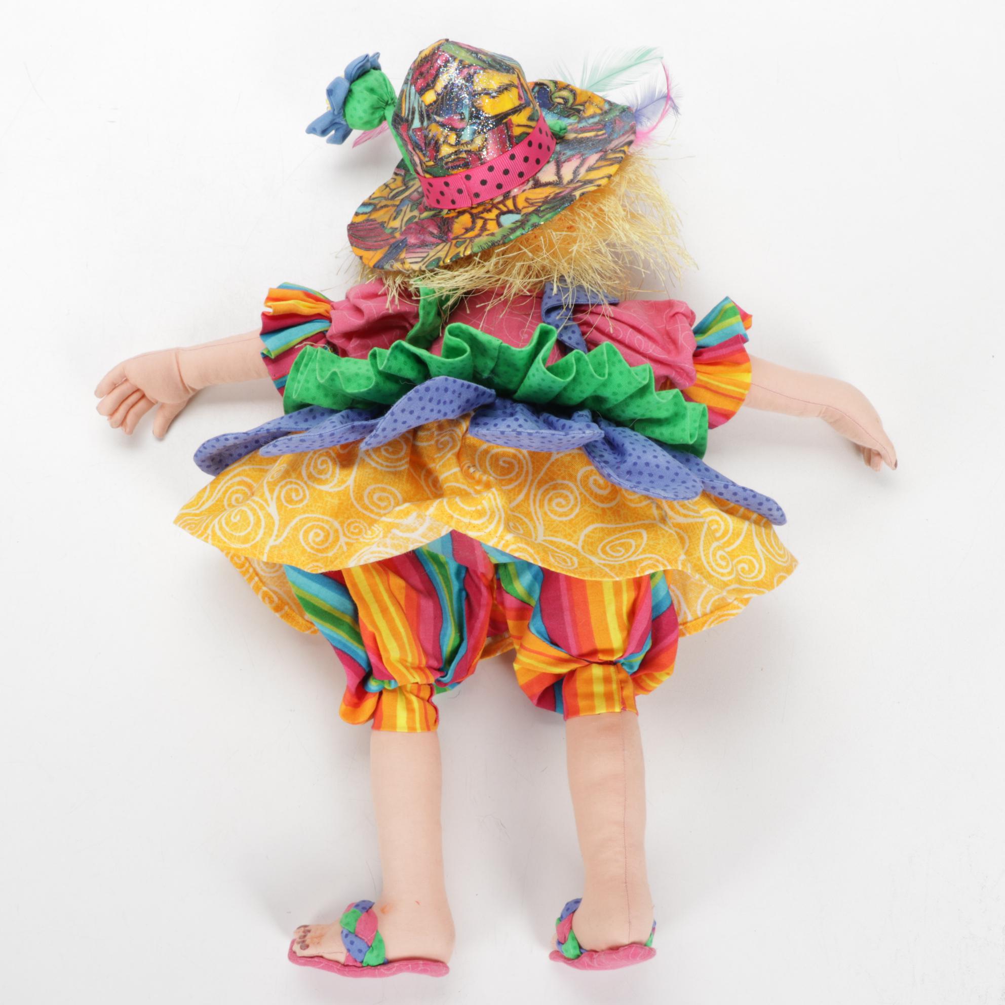 Jody Miller Rainbow Doll with Other Cloth Art Dolls and Book