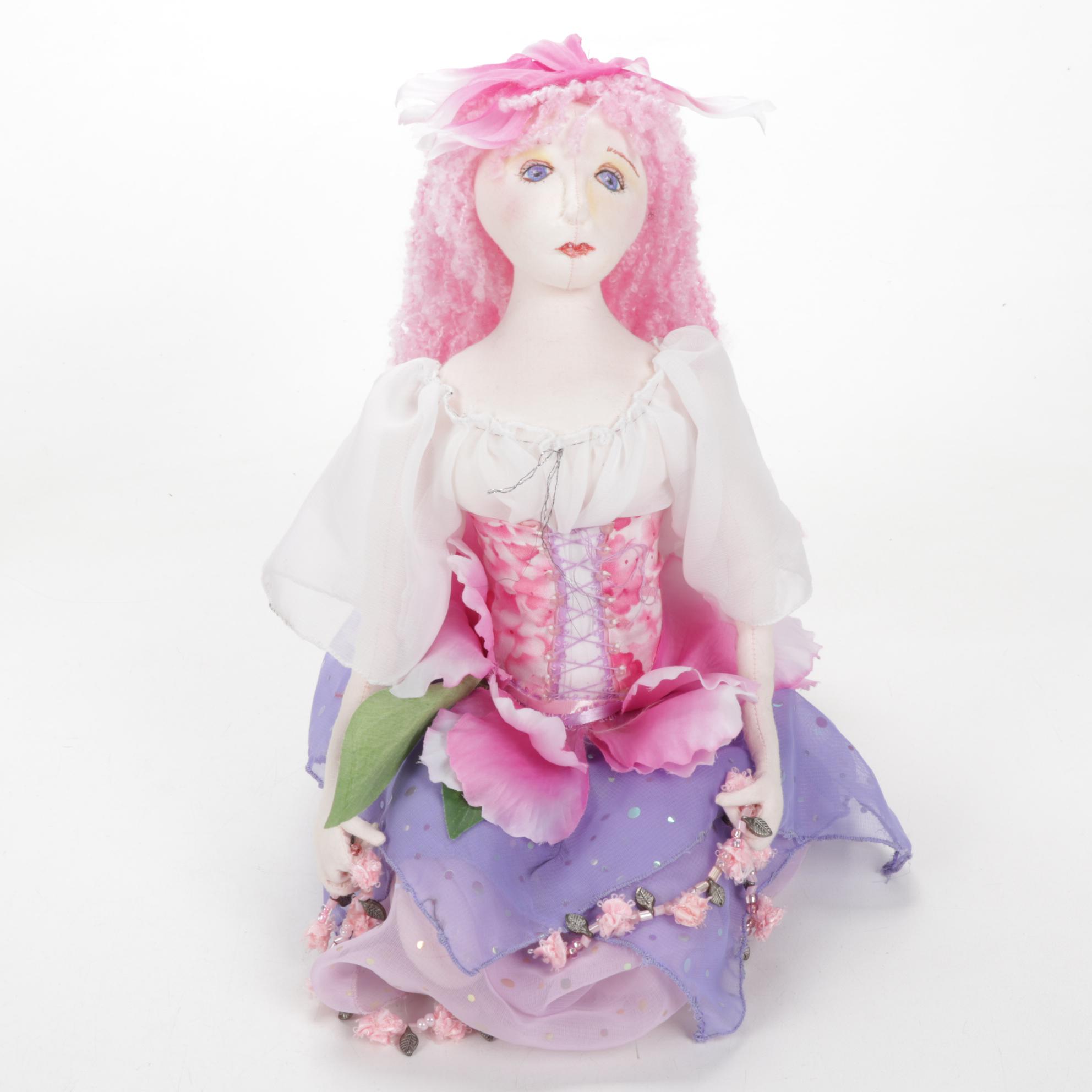 Jody Miller Rainbow Doll with Other Cloth Art Dolls and Book