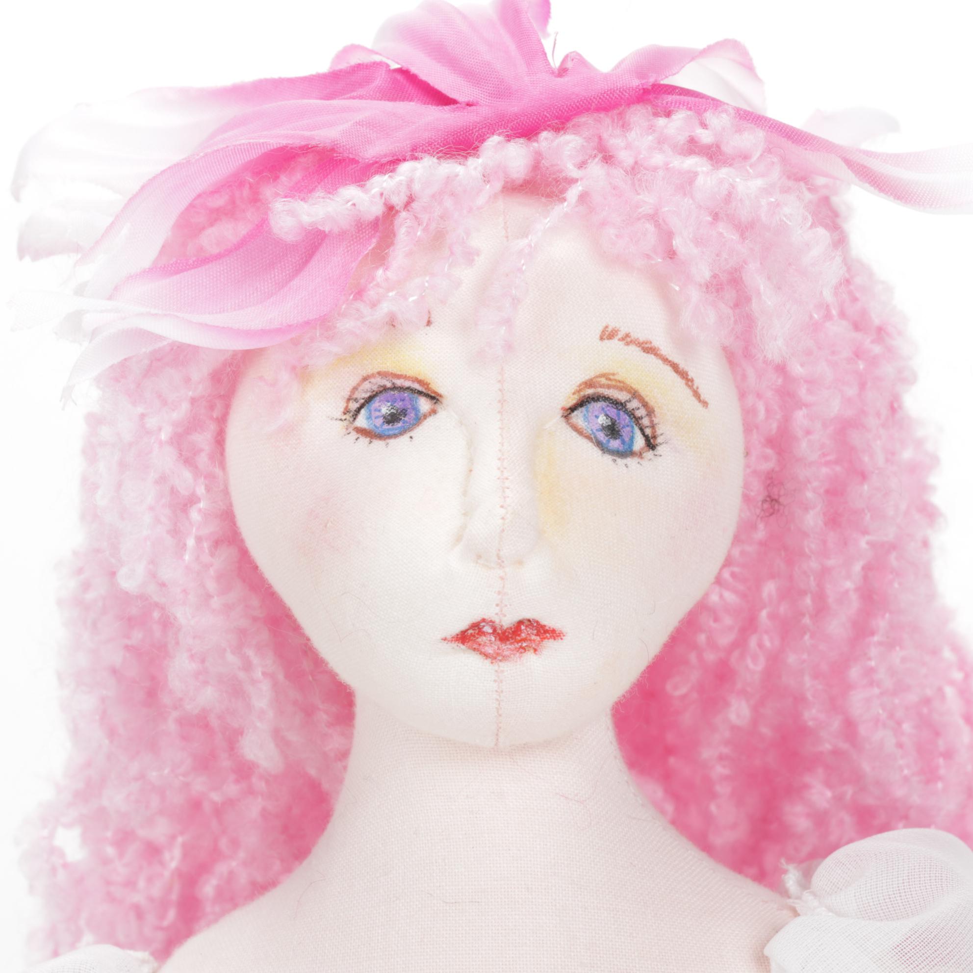 Jody Miller Rainbow Doll with Other Cloth Art Dolls and Book