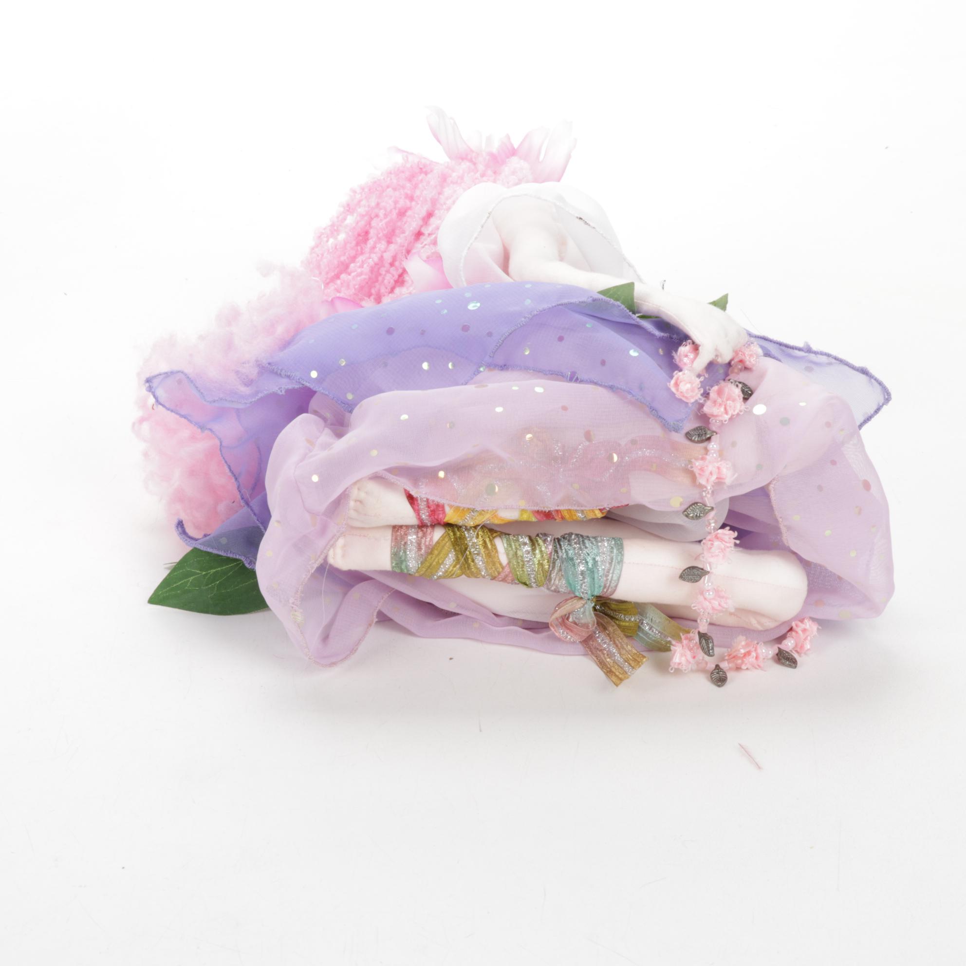 Jody Miller Rainbow Doll with Other Cloth Art Dolls and Book