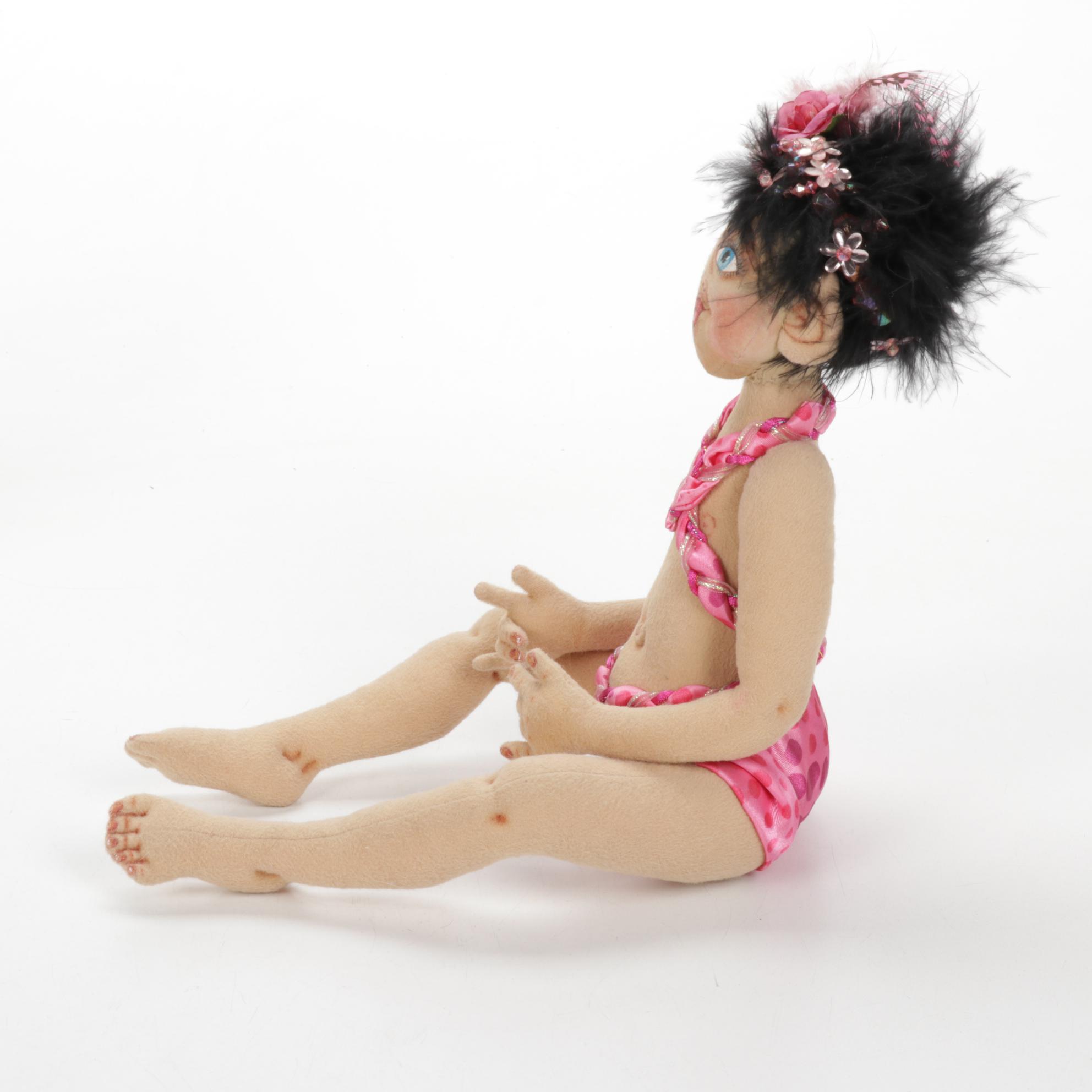 Jody Miller Rainbow Doll with Other Cloth Art Dolls and Book