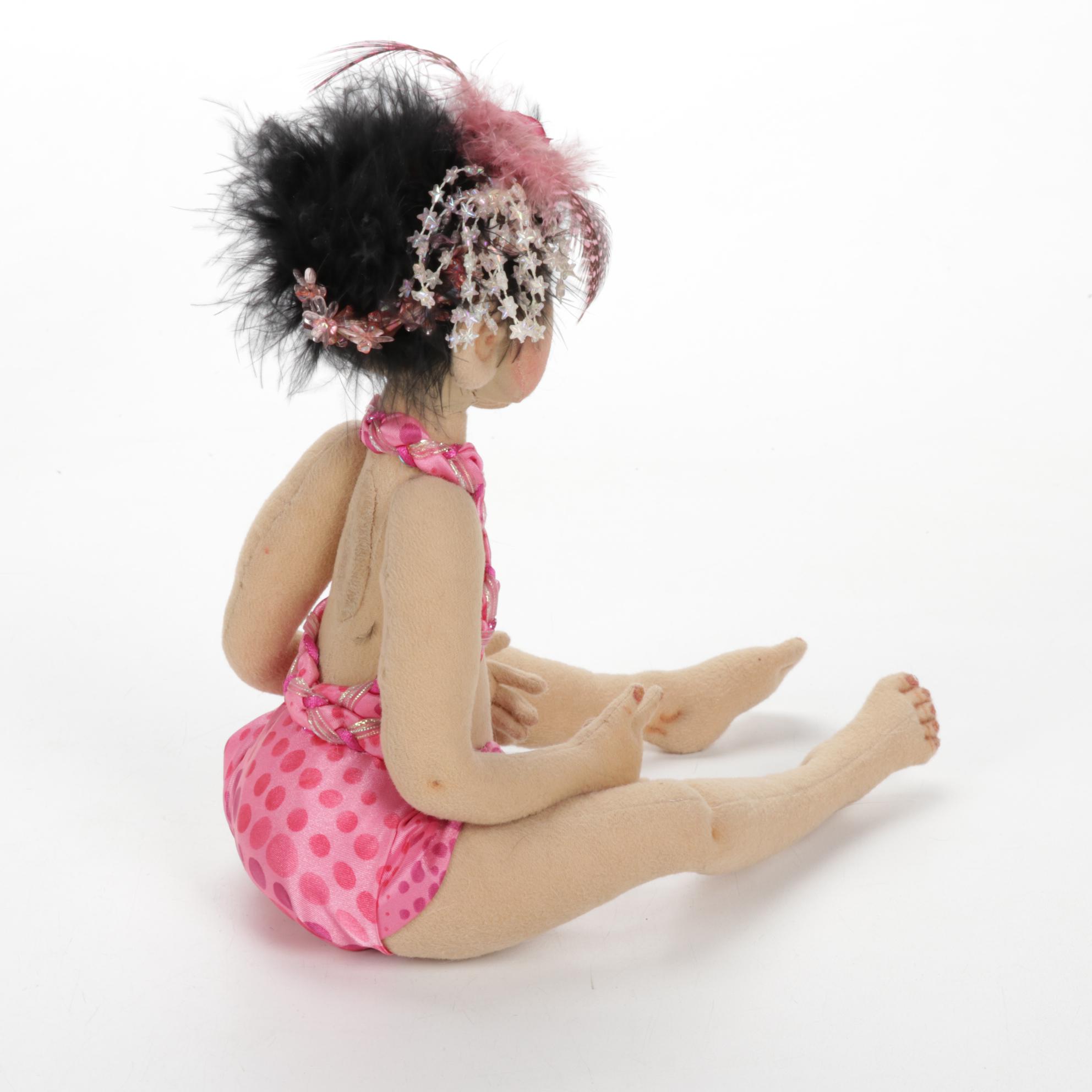 Jody Miller Rainbow Doll with Other Cloth Art Dolls and Book