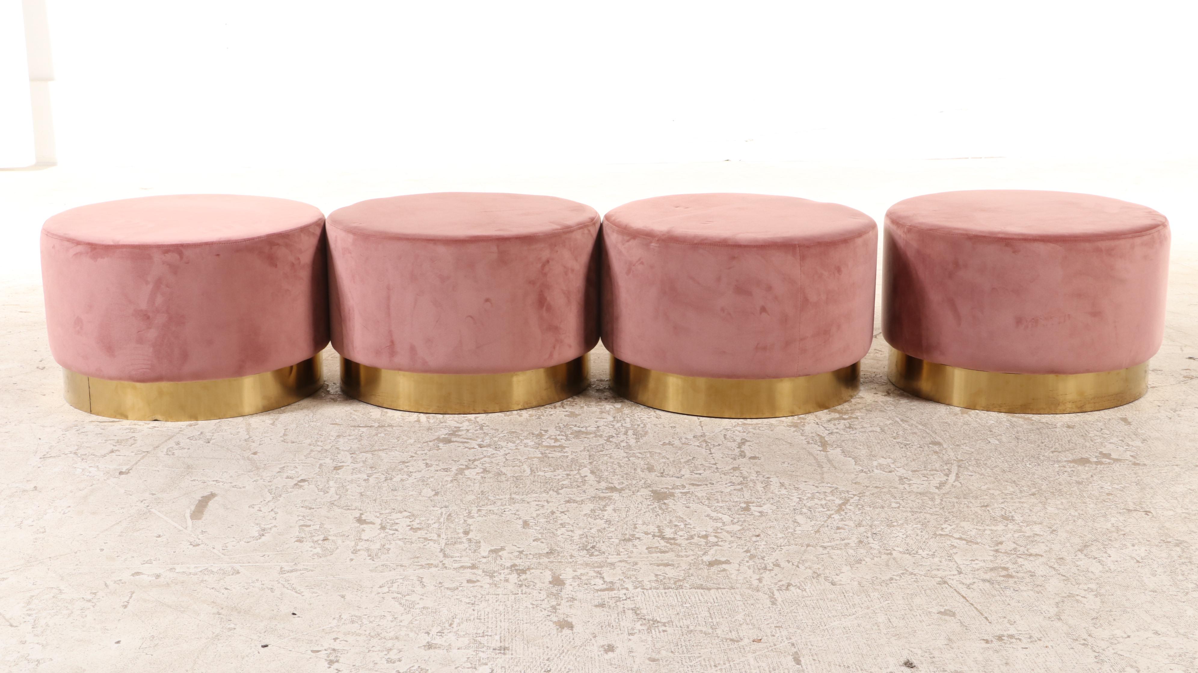 Four Jiabao Home Supplies Co. Ltd. Custom-Upholstered and Gold-Tone Metal Stools