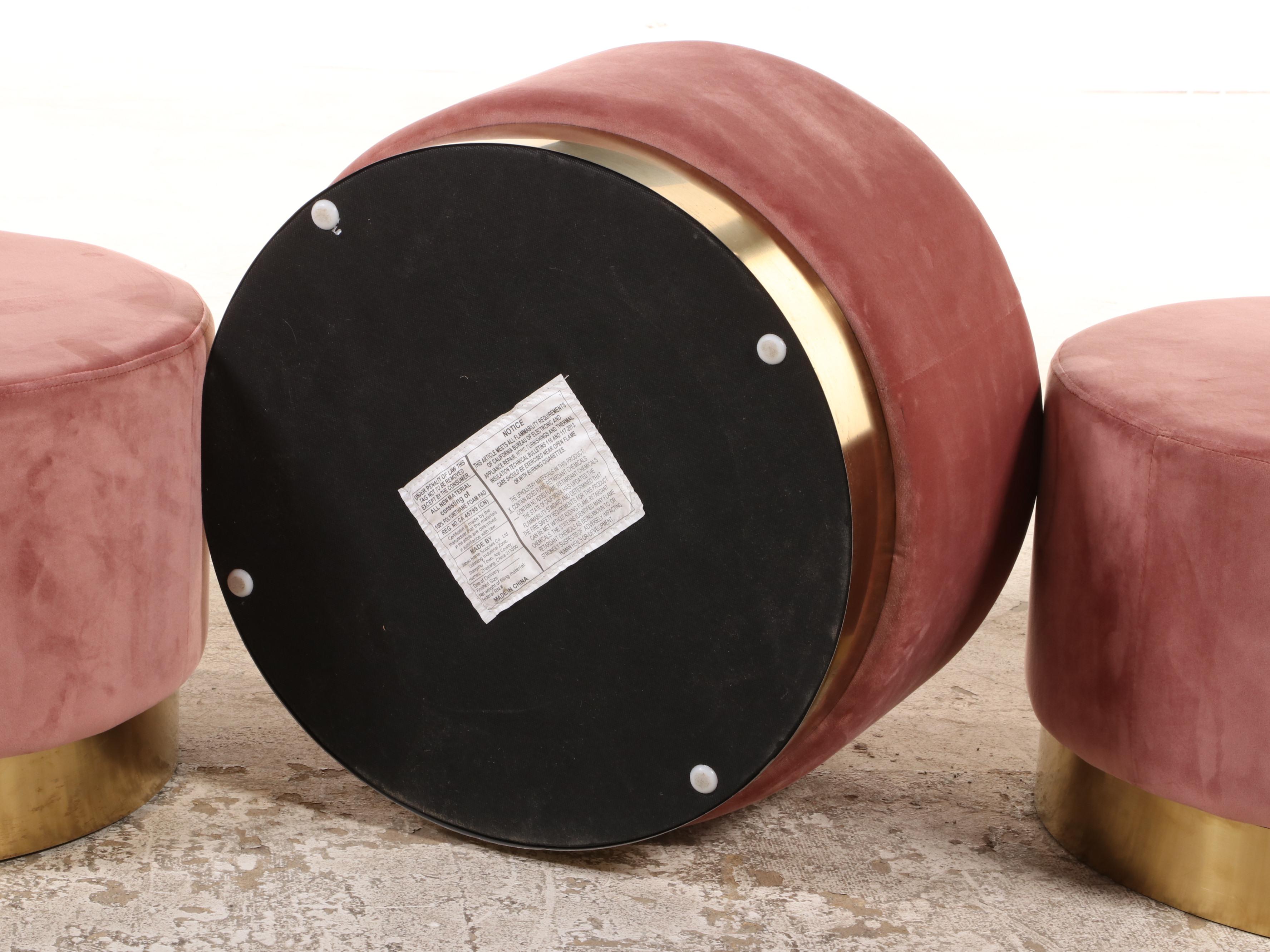 Four Jiabao Home Supplies Co. Ltd. Custom-Upholstered and Gold-Tone Metal Stools