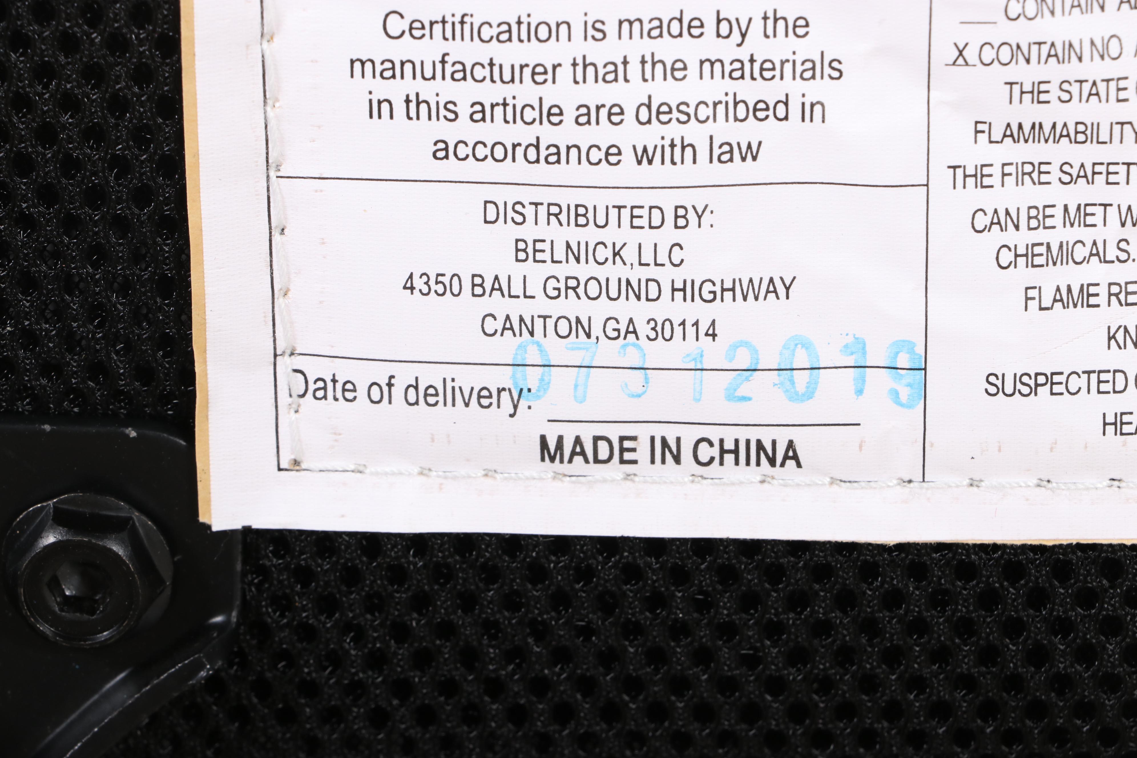 Pair of Belnick White Faux-Leather and Gold-Tone Metal Adjustable Desk Chairs