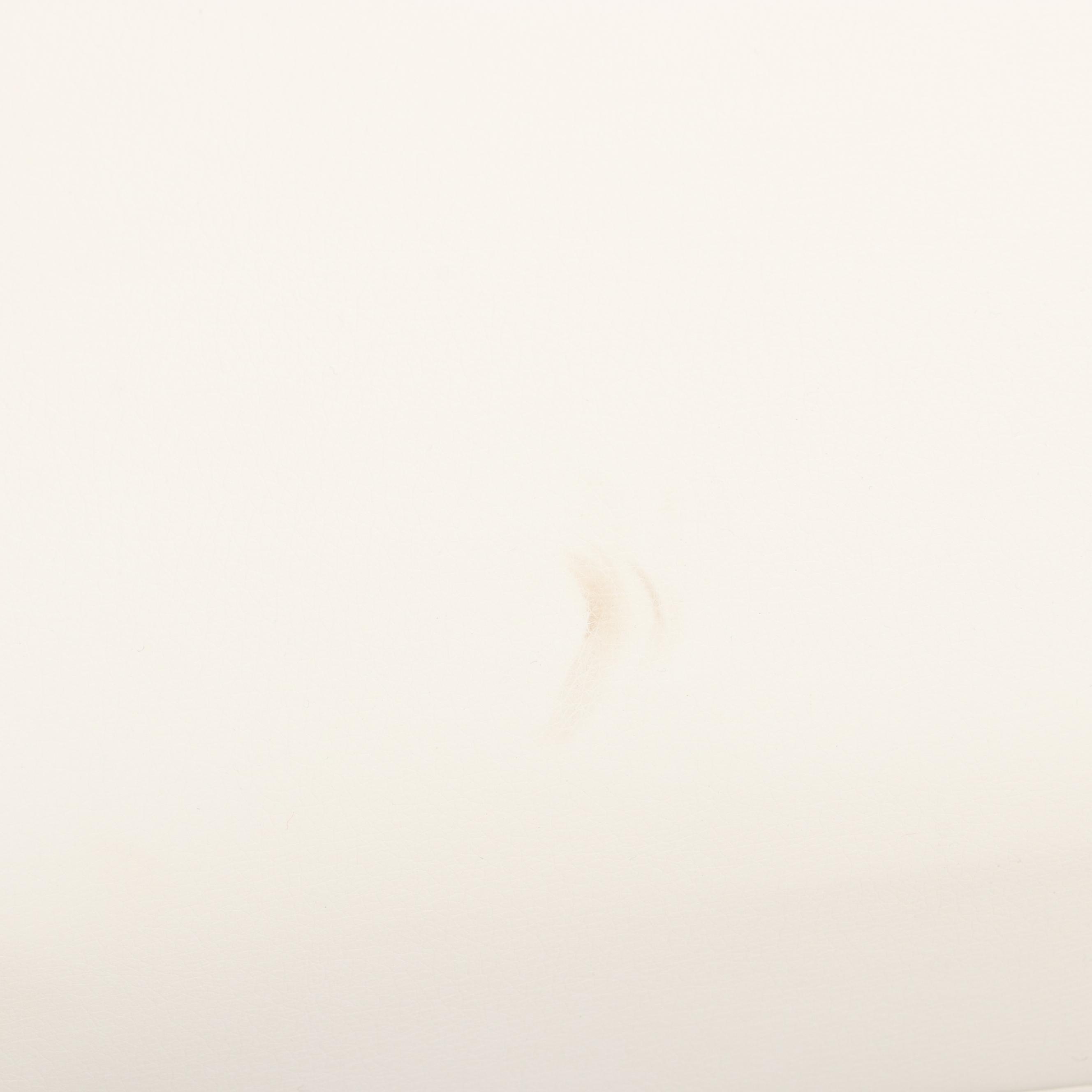 Pair of Belnick White Faux-Leather and Gold-Tone Metal Adjustable Desk Chairs