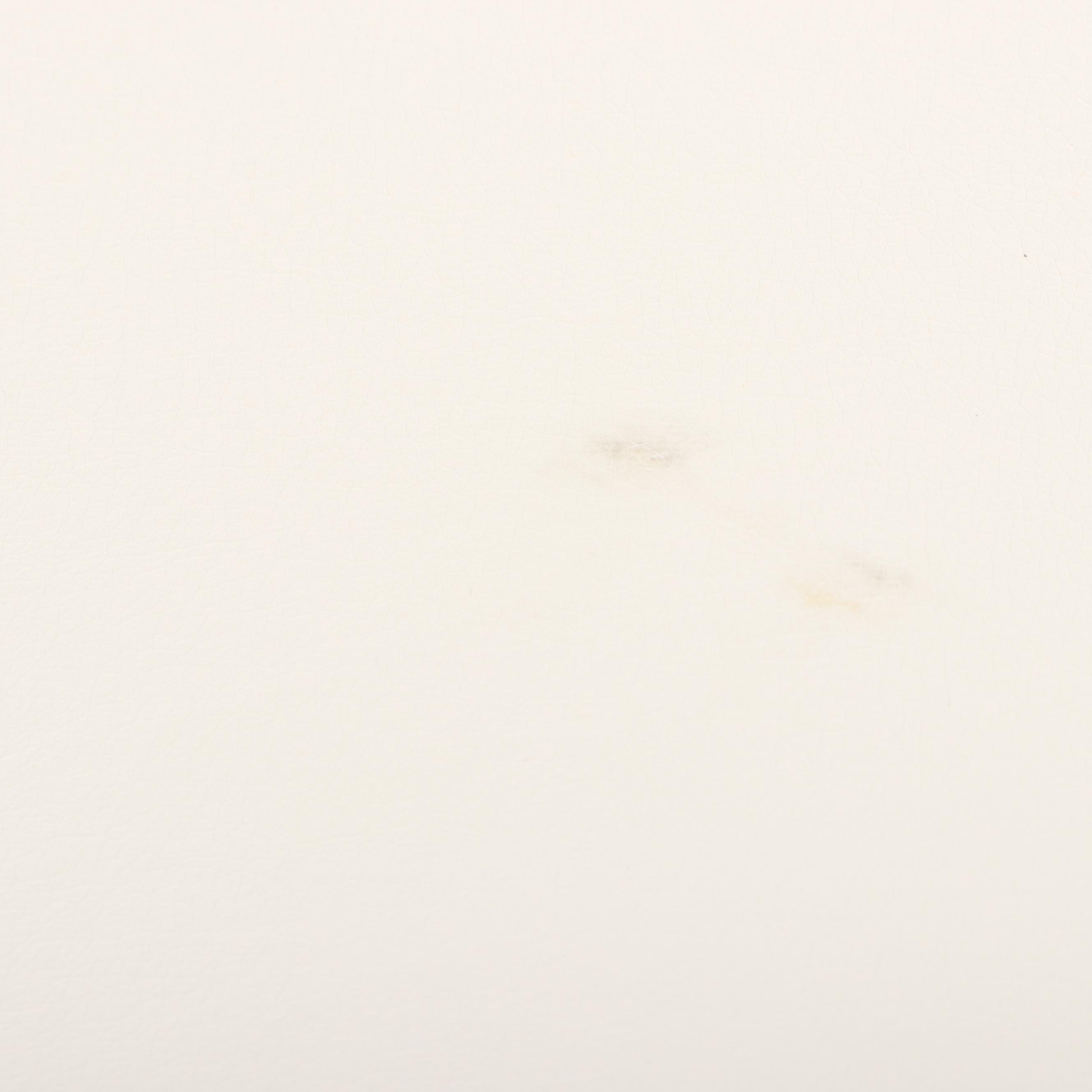 Pair of Belnick White Faux-Leather and Gold-Tone Metal Adjustable Desk Chairs