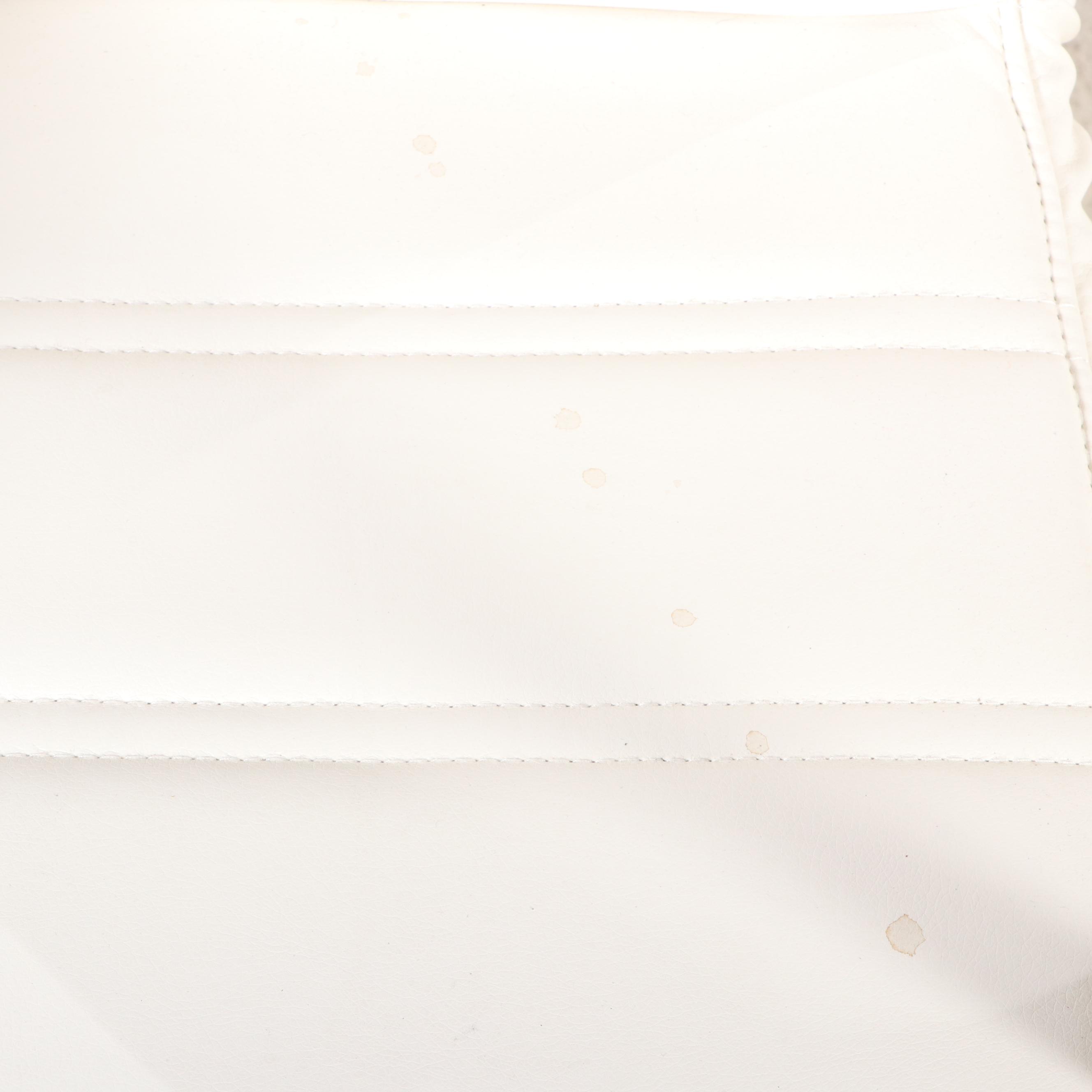 Pair of Belnick White Faux-Leather and Gold-Tone Metal Adjustable Desk Chairs