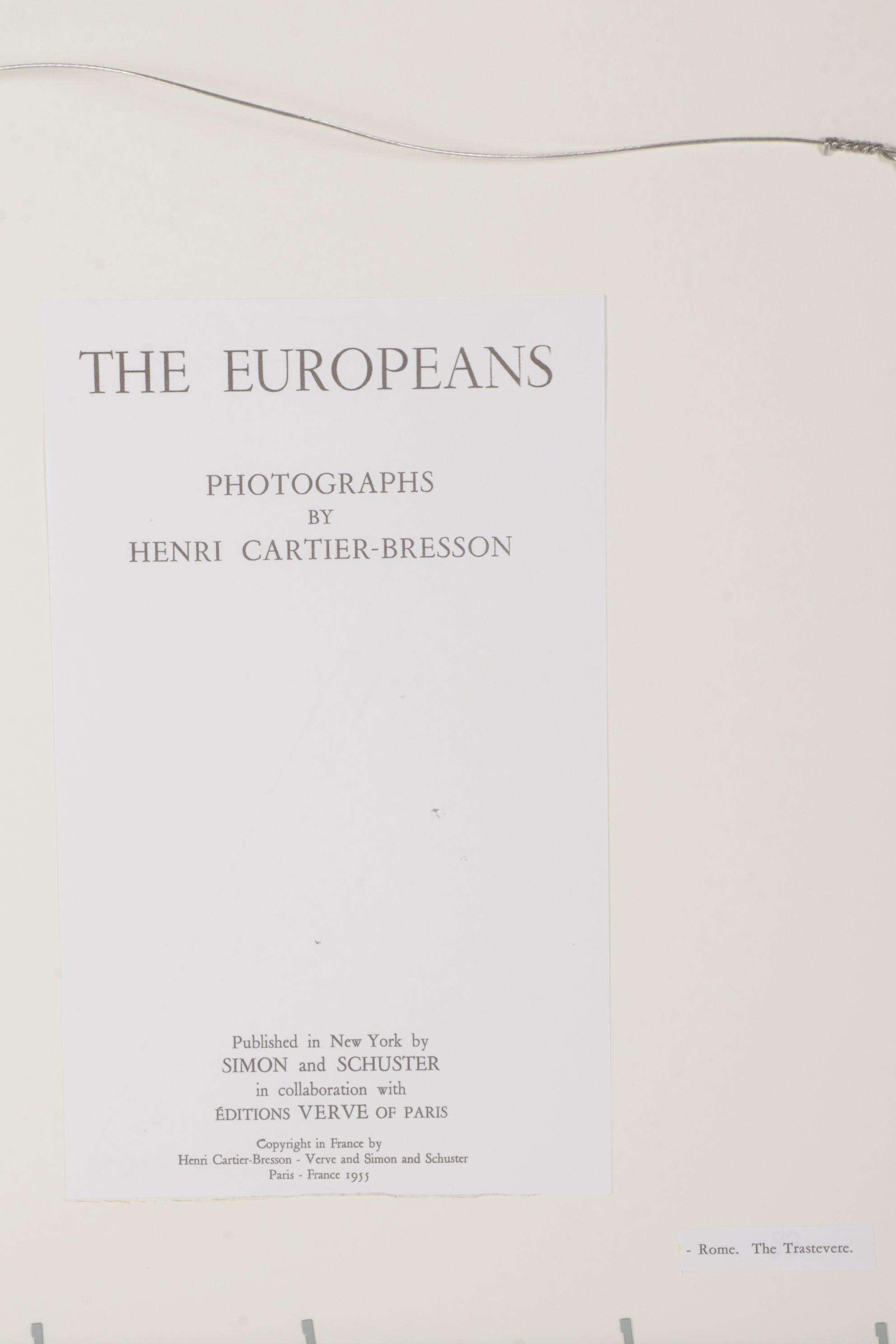 Henri Cartier-Bresson Rotogravure of Rome Street From "The Europeans," 1955