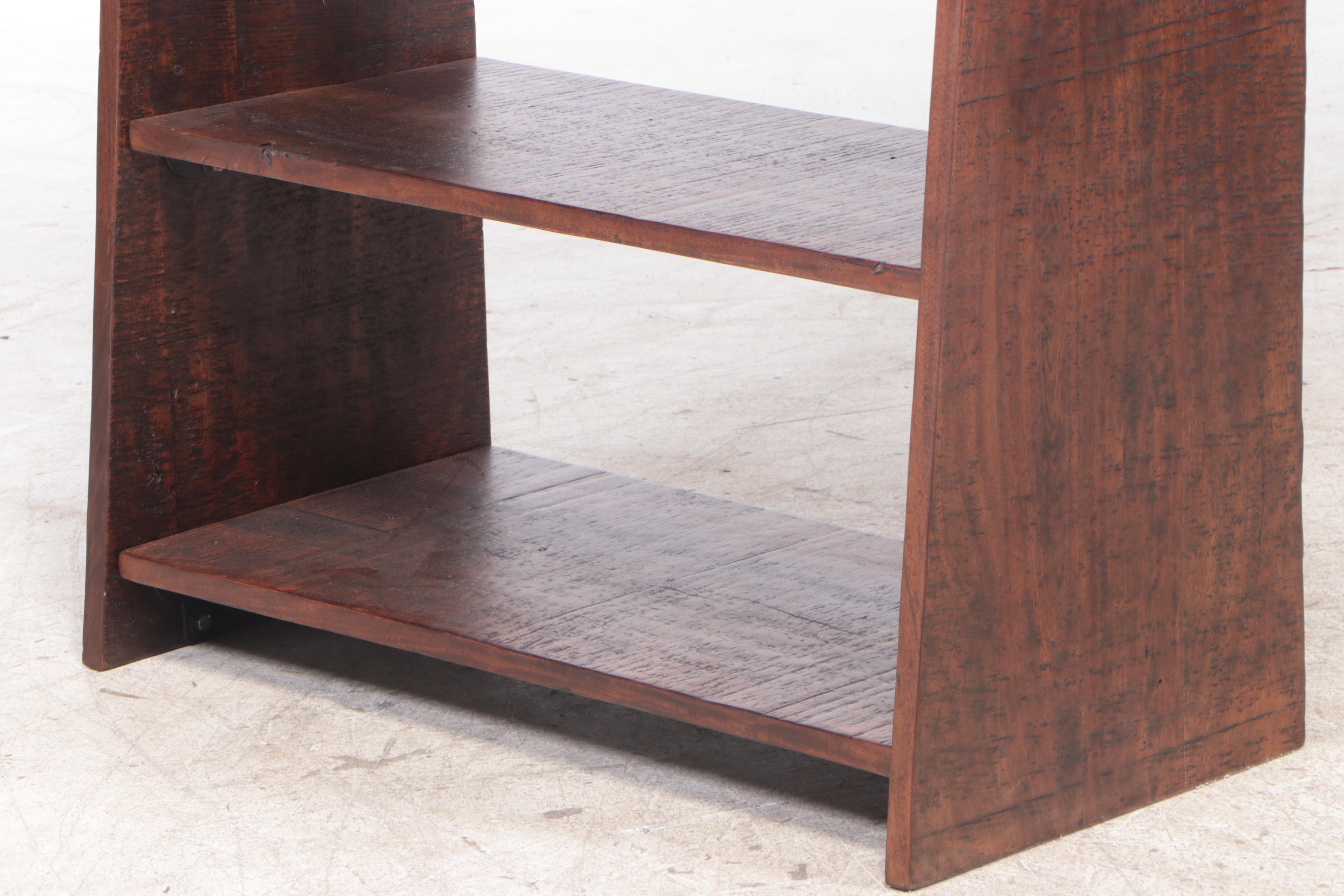 Angled Open Wood Bookcase with Textured Finish