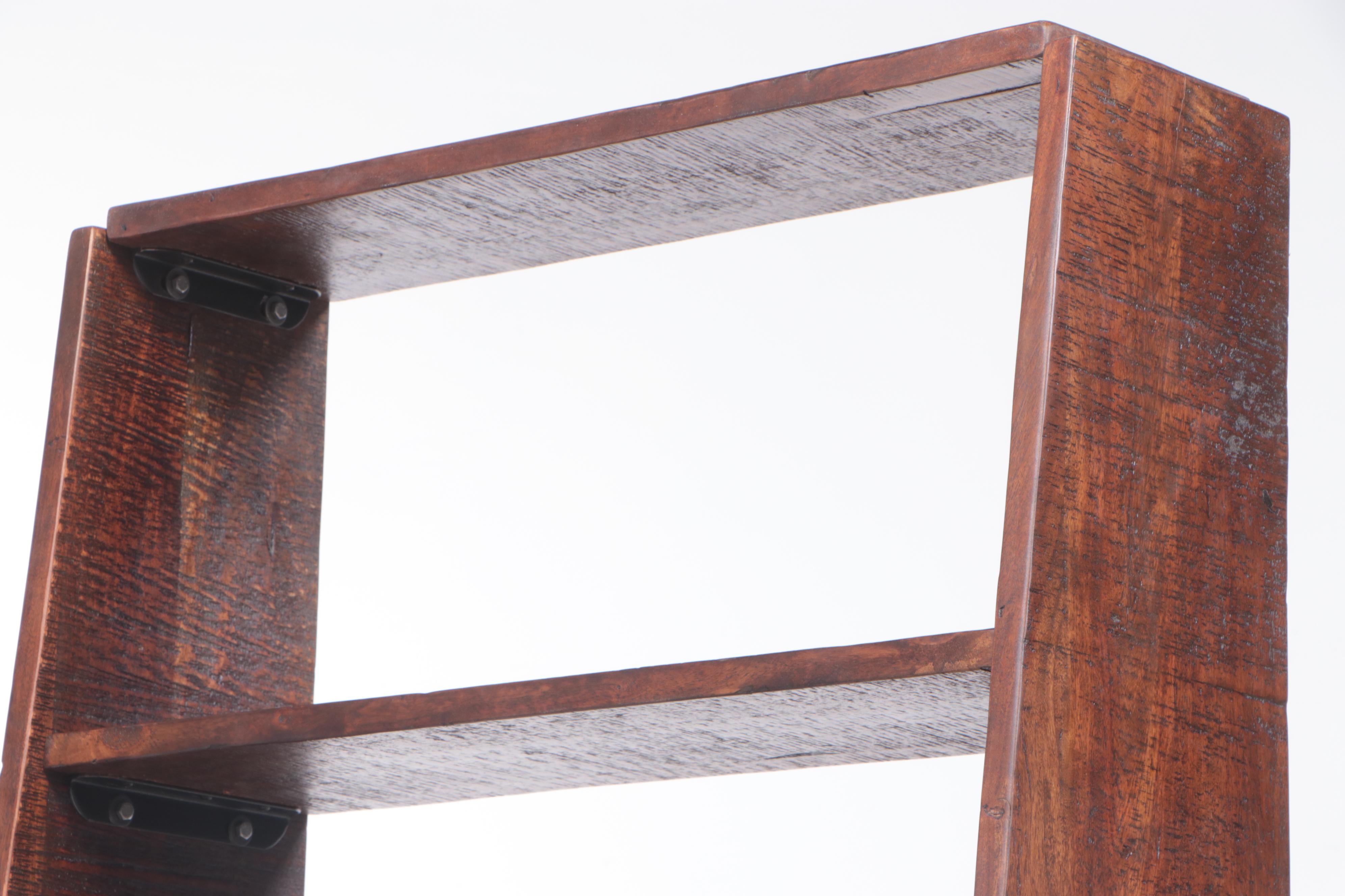 Angled Open Wood Bookcase with Textured Finish
