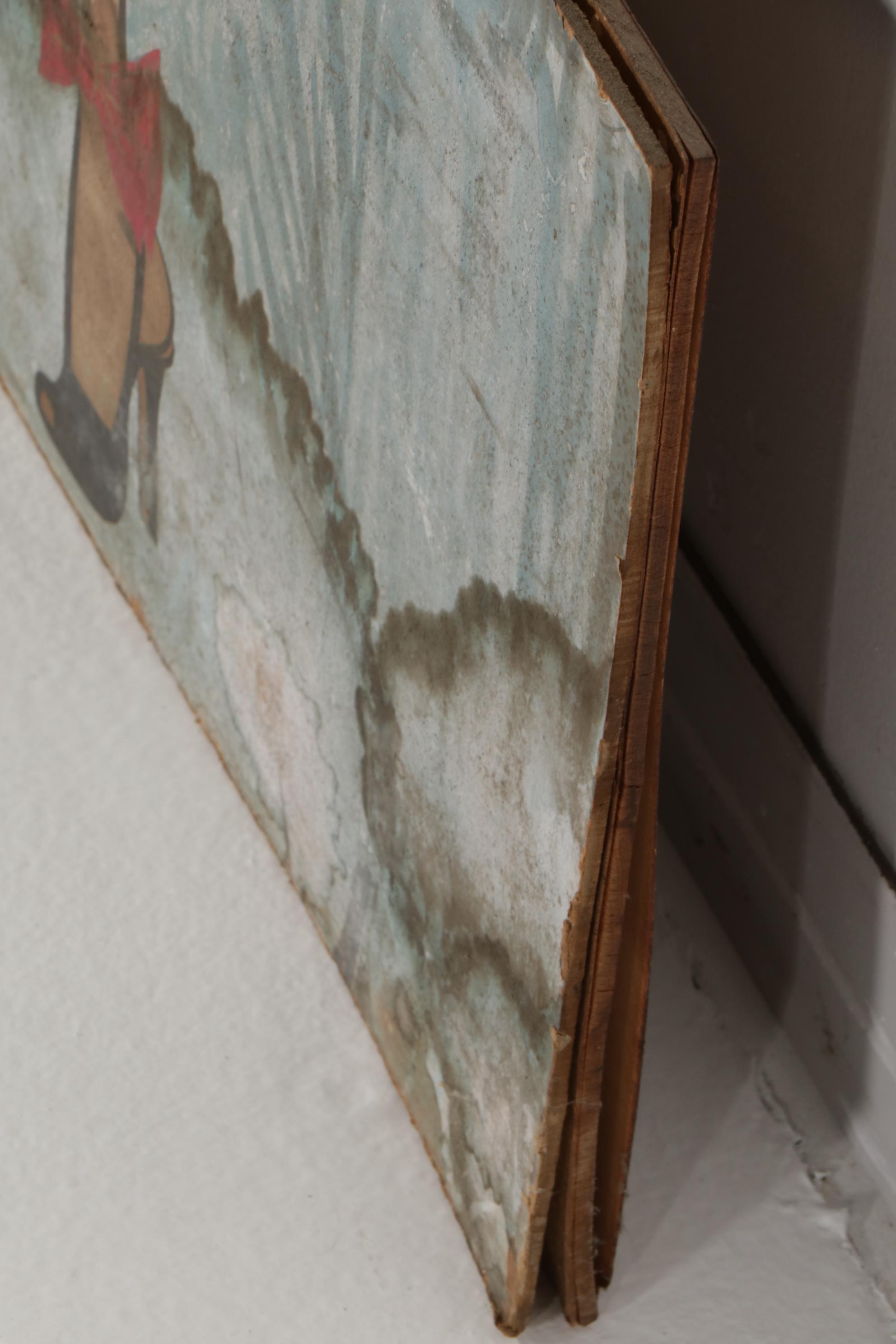 Larry Hamill Large-Scale Mixed Media Painting of Mid-Century Woman