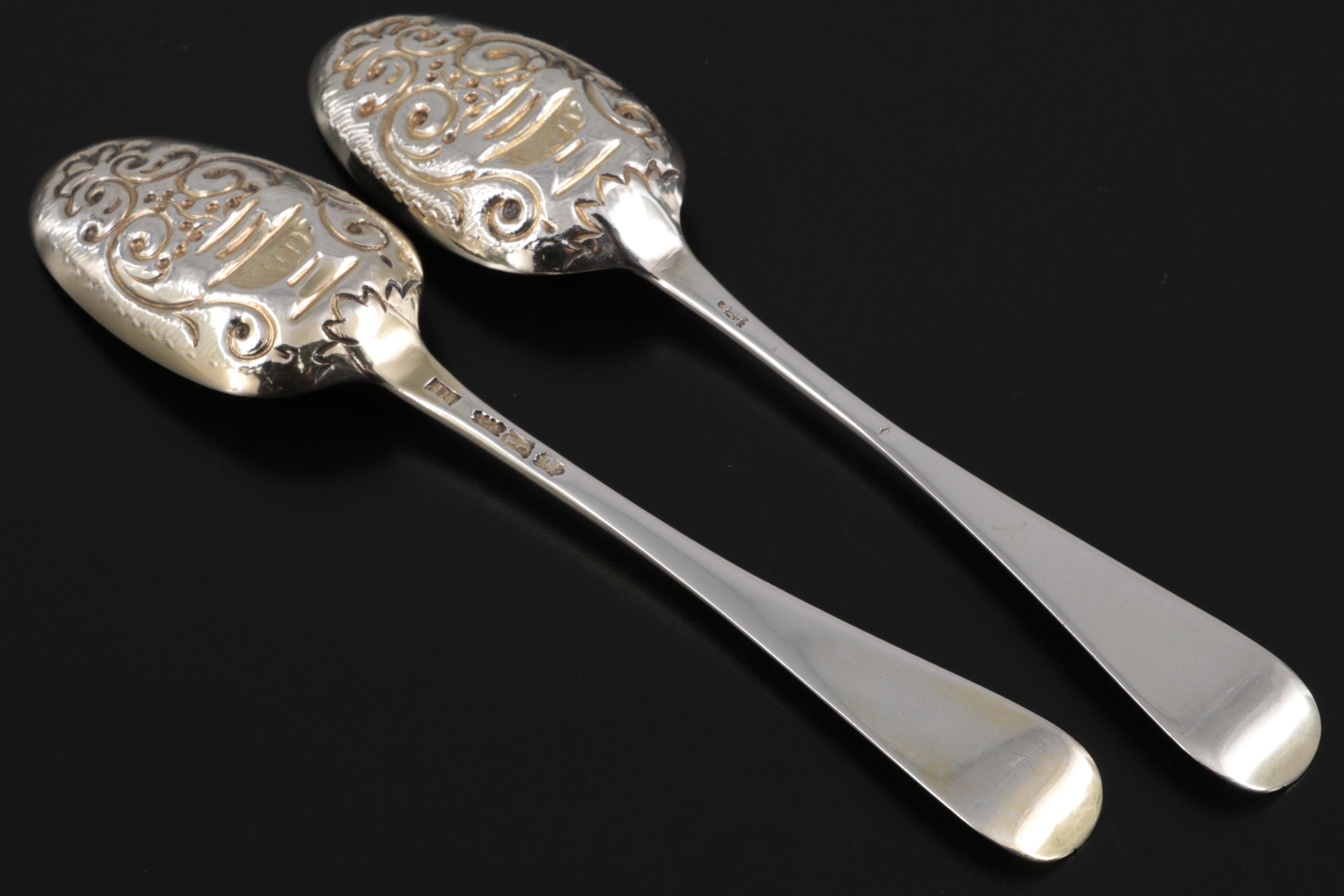 Richard Pargeter and Isaac Callard Georgian Sterling Silver Berry Spoons