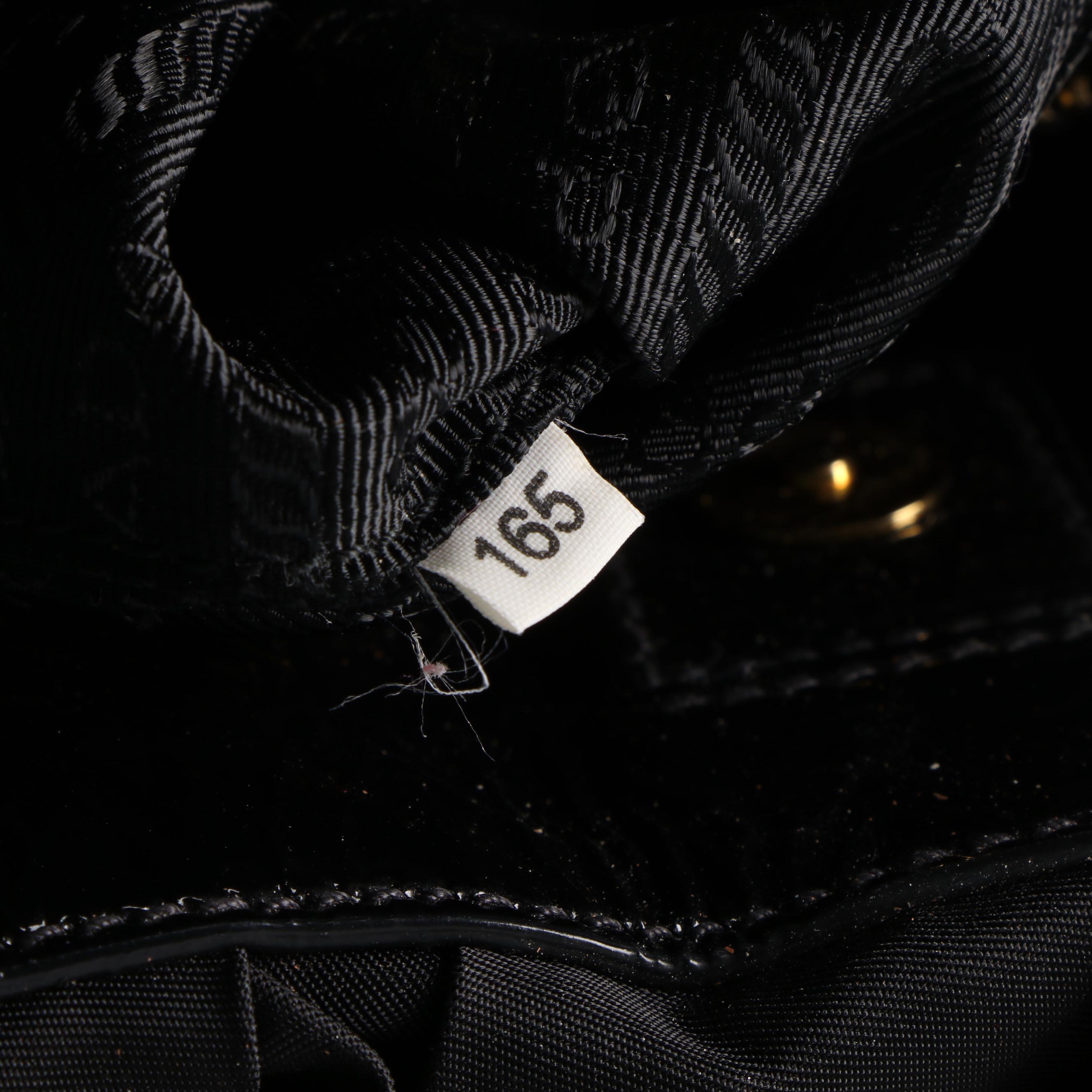 Prada Hobo Shoulder Bag in Quilted Black Tessuto Nylon & Crinkled Patent Leather