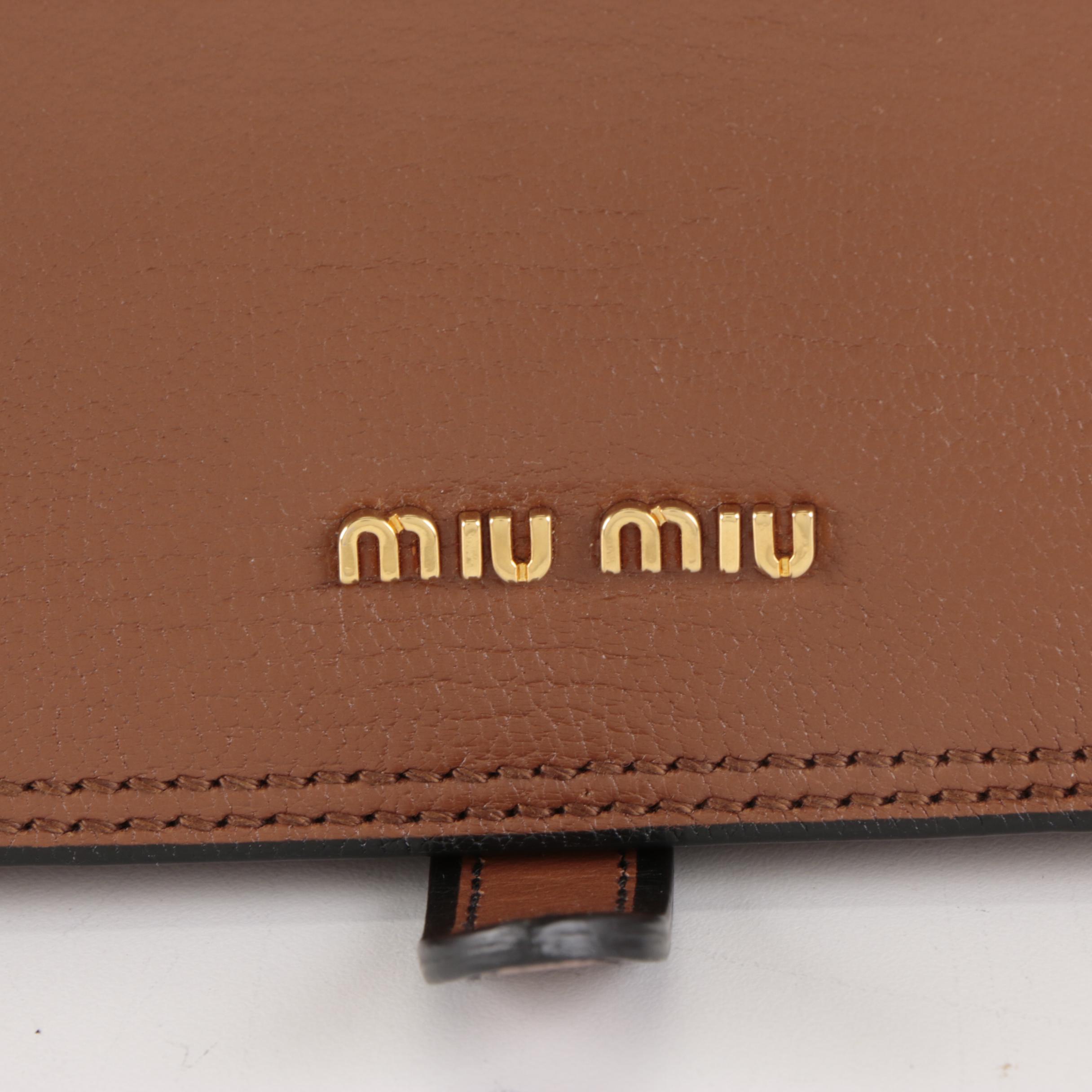 Miu Miu Madras Dahlia Brown Leather Shoulder Bag