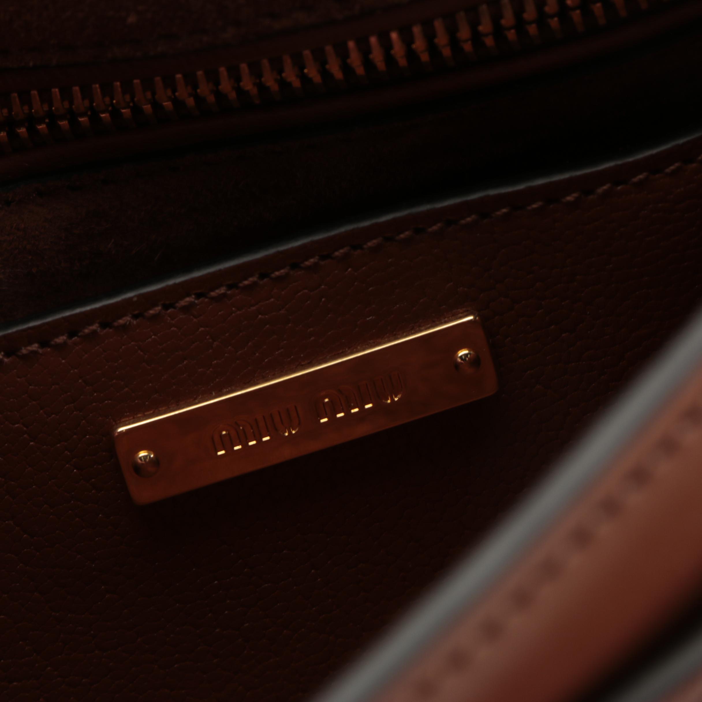 Miu Miu Madras Dahlia Brown Leather Shoulder Bag