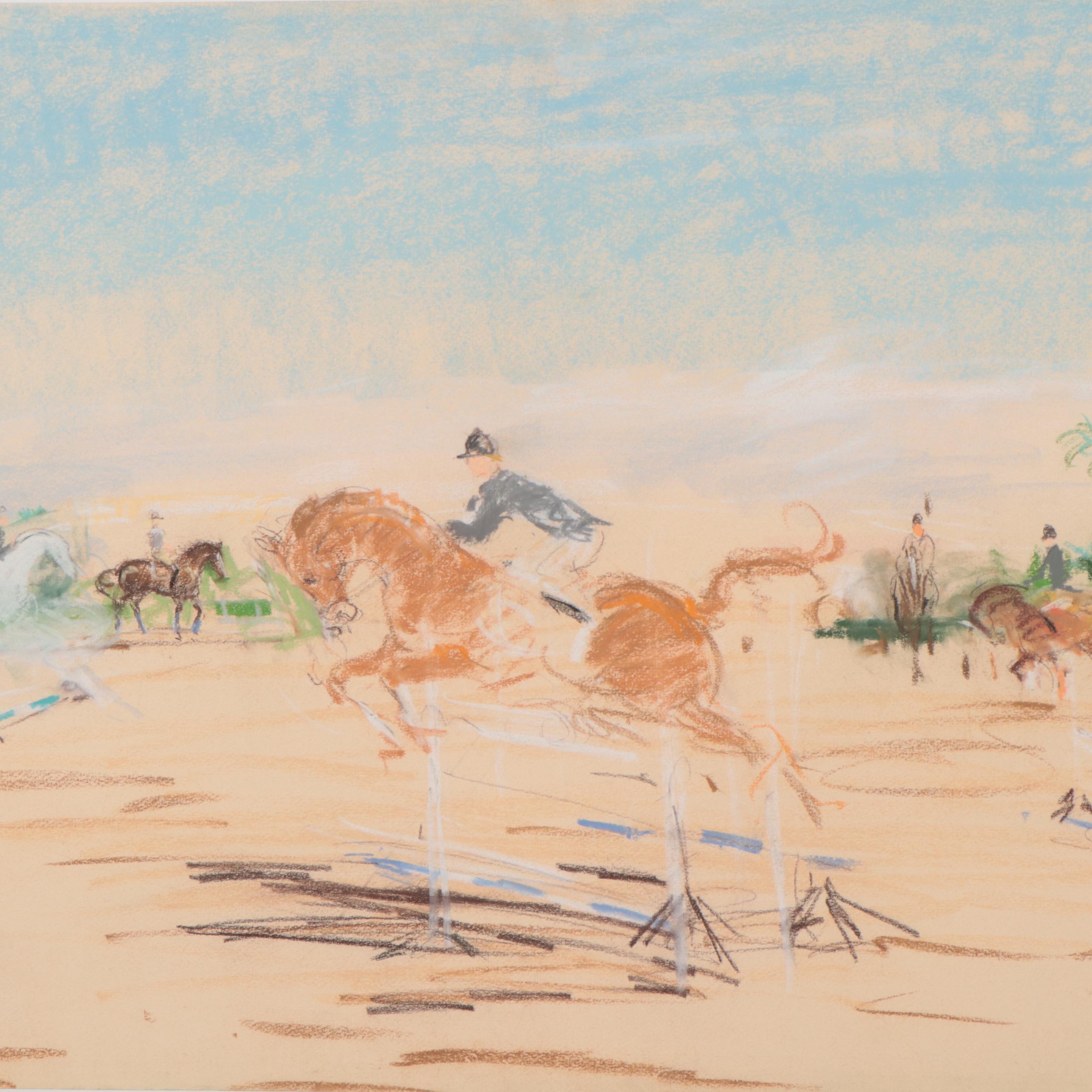 Kamil Kubik Pastel Drawing of Equestrians